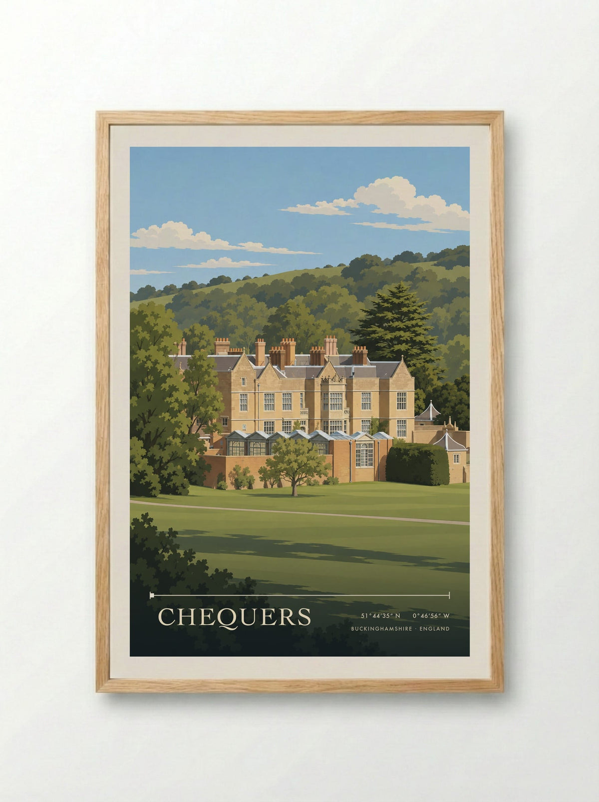 Chequers, Buckinghamshire | Travel Poster - Framed Print Wood