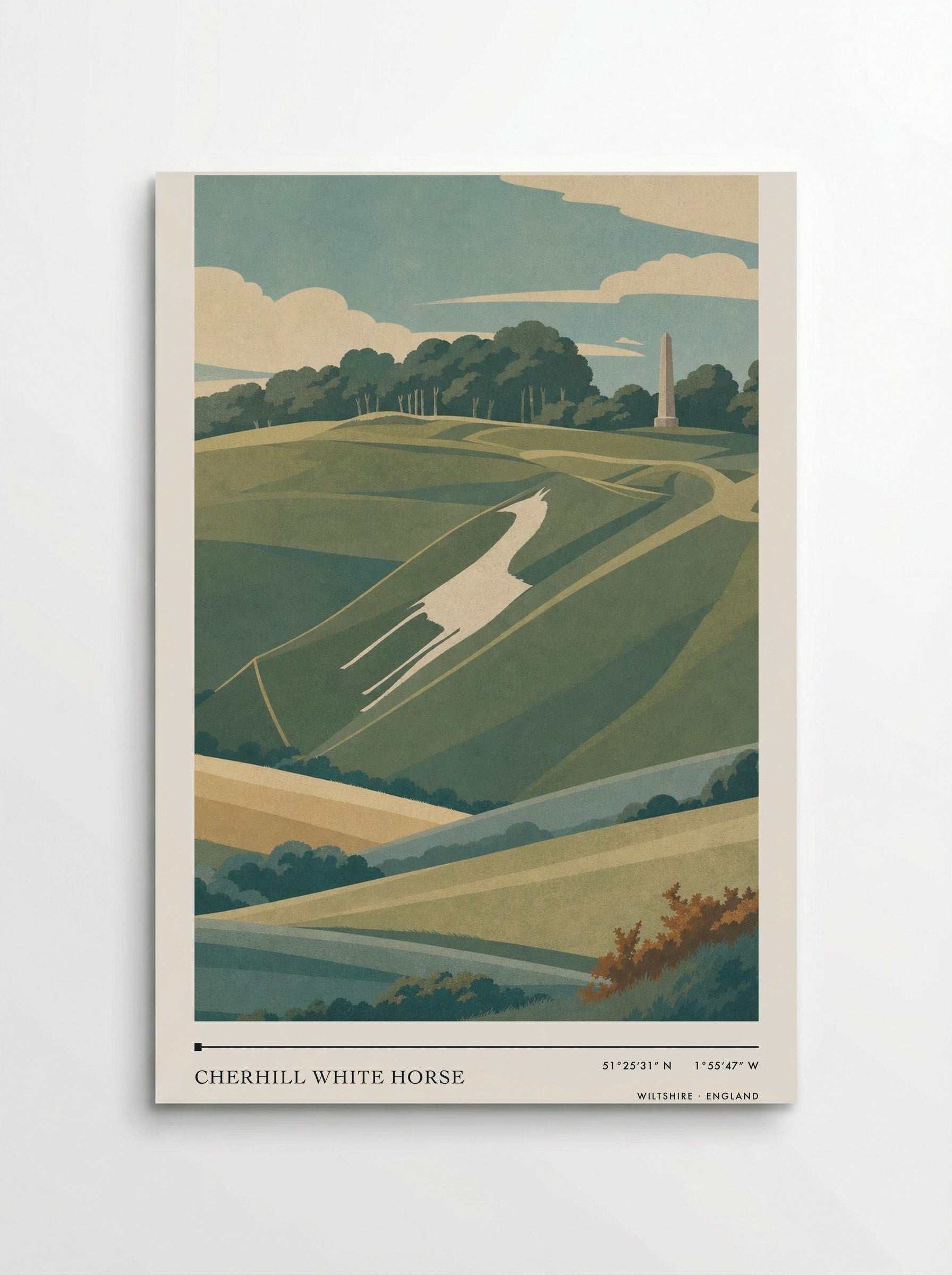 Cherhill White Horse Wiltshire England Travel Poster - Poster