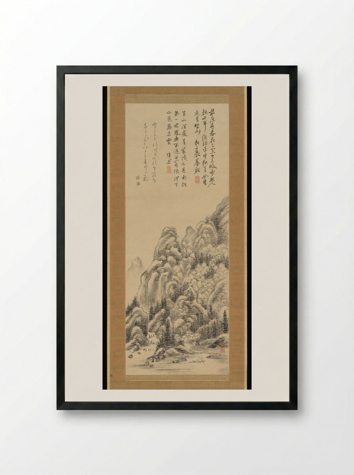 Cherry Blossoms at Yoshino - Rai San'yō - Framed Print Black