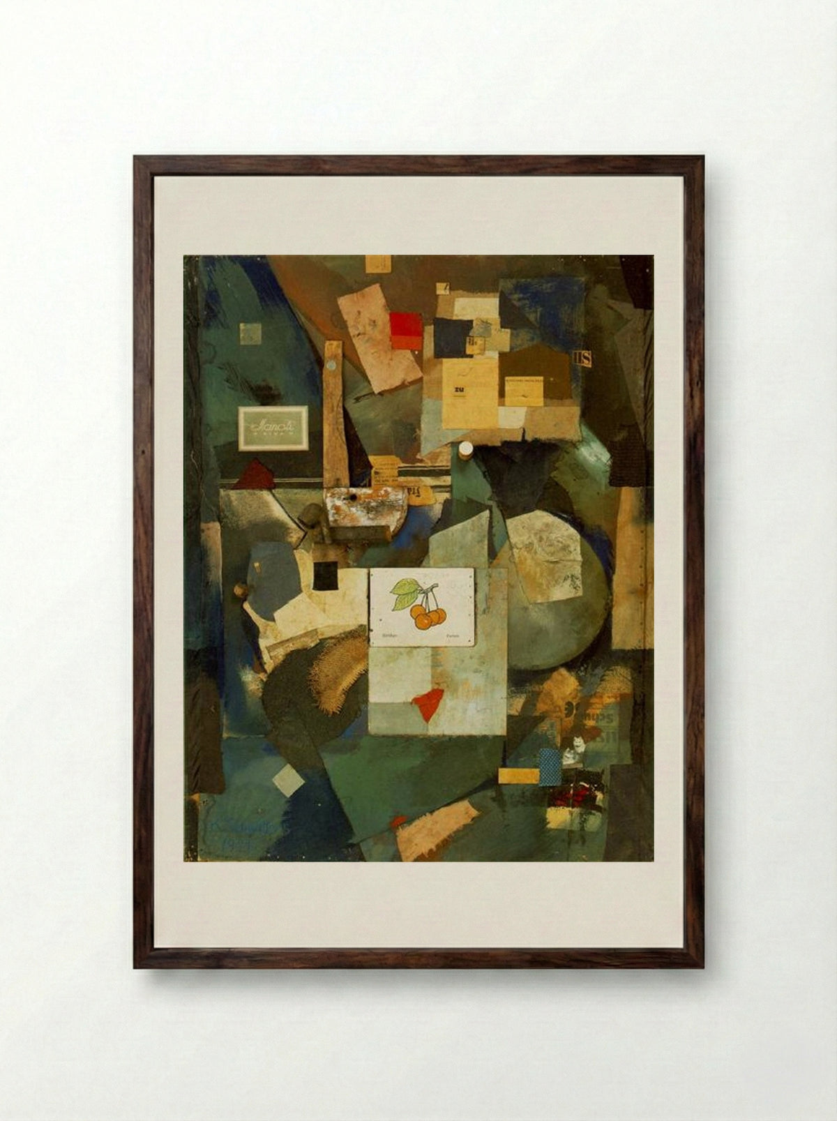 Cherry Picture (Das Kirschbild) - Kurt Schwitters - Framed Print Dark Wood