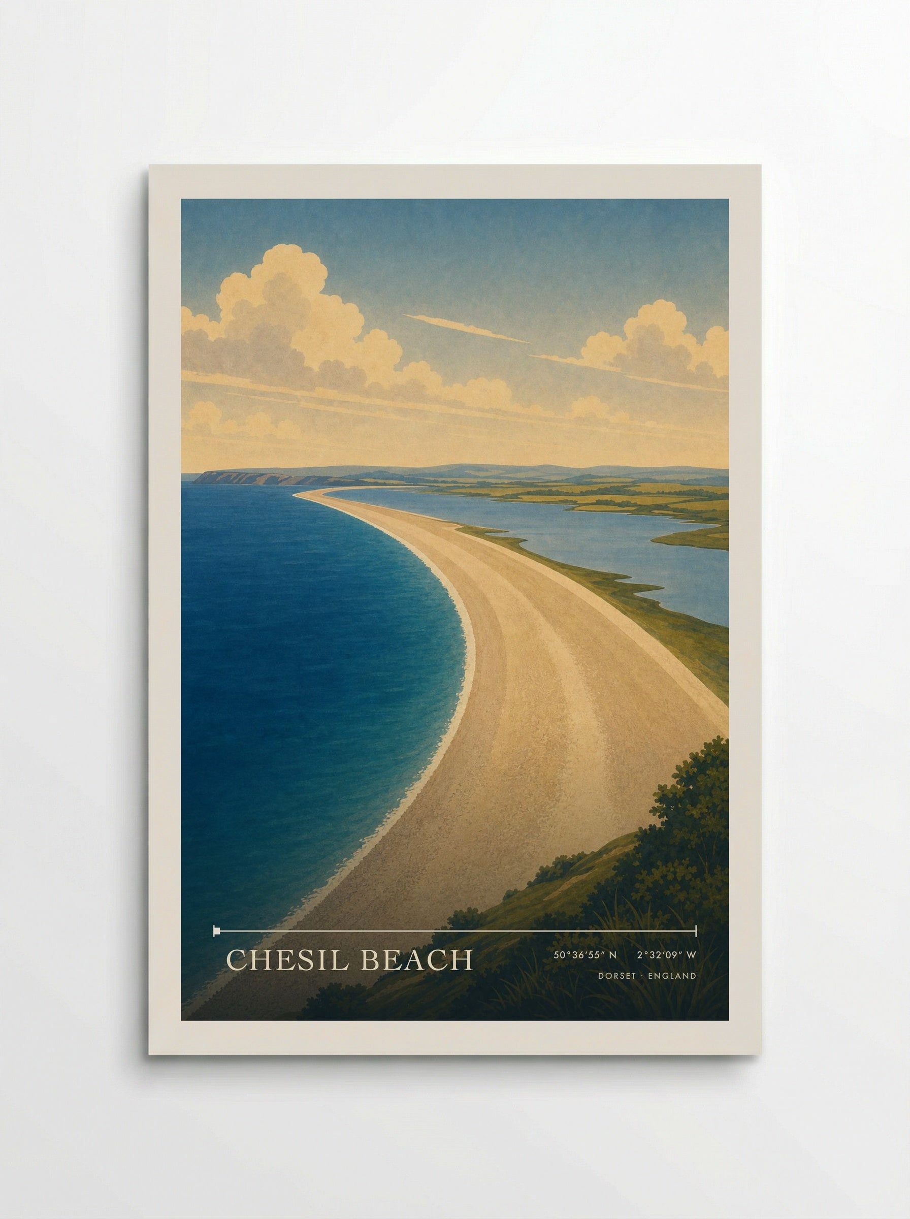 Chesil Beach Dorset England Travel Poster - Poster