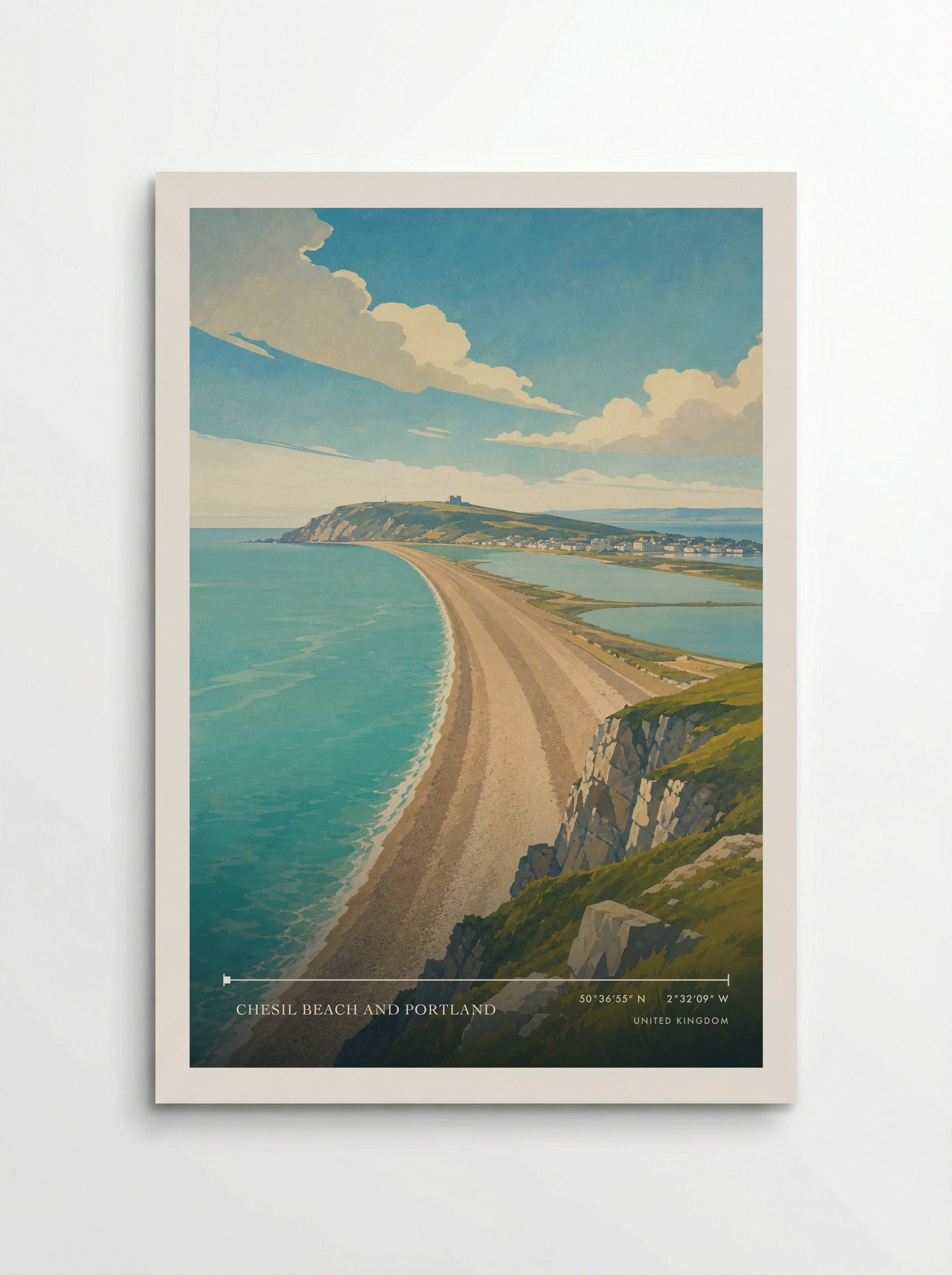 Chesil Beach and Portland United Kingdom Travel Poster - Poster