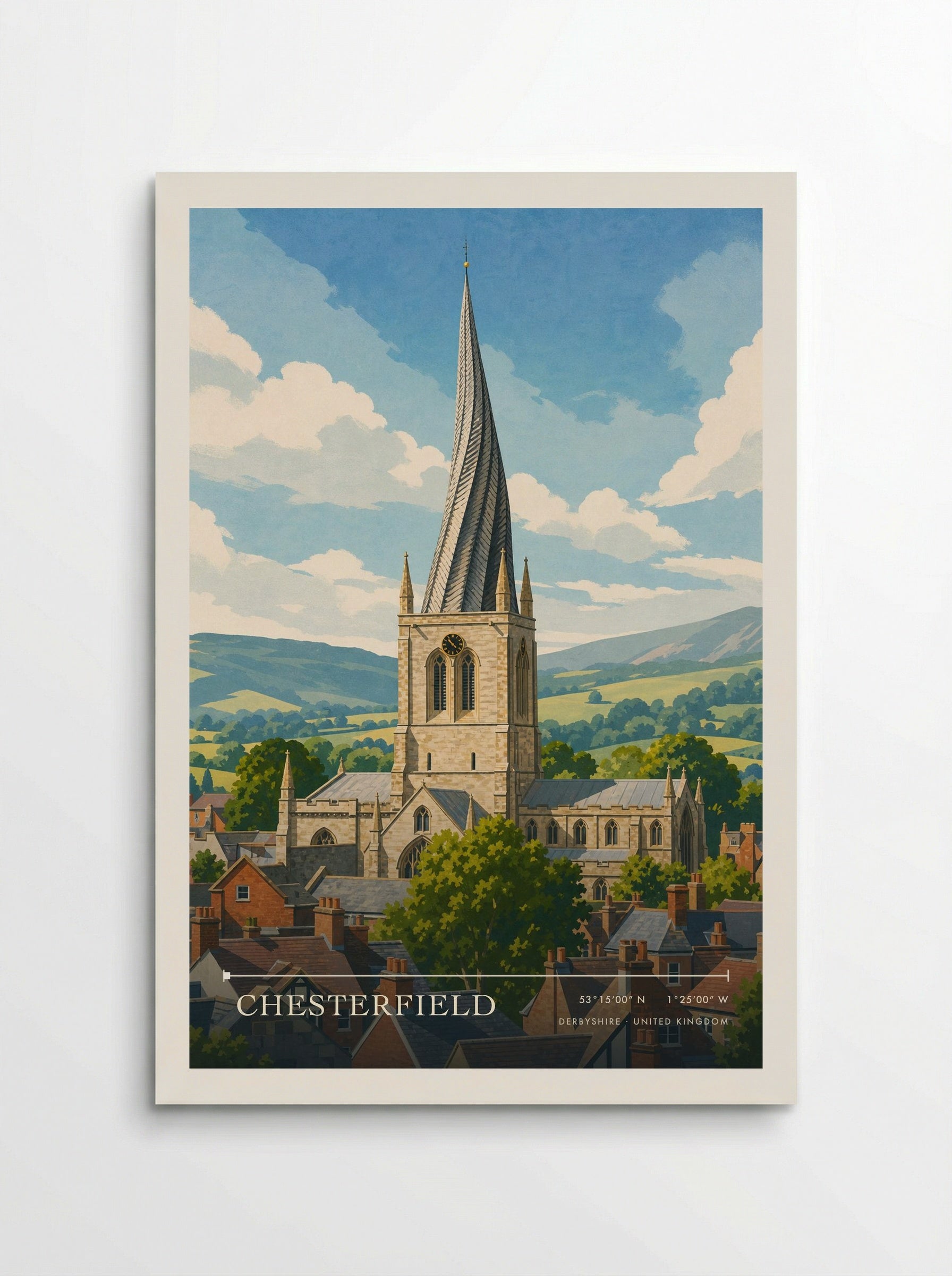 Chesterfield Derbyshire United Kingdom Travel Poster - Poster