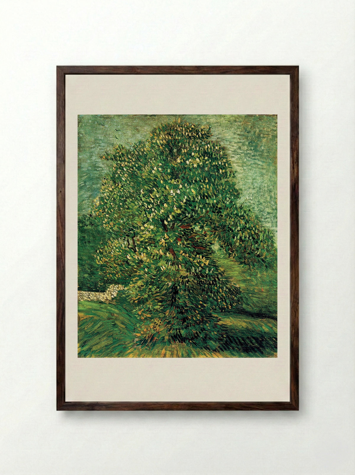 Chestnut Tree in Blossom - Vincent van Gogh - Framed Print Dark Wood