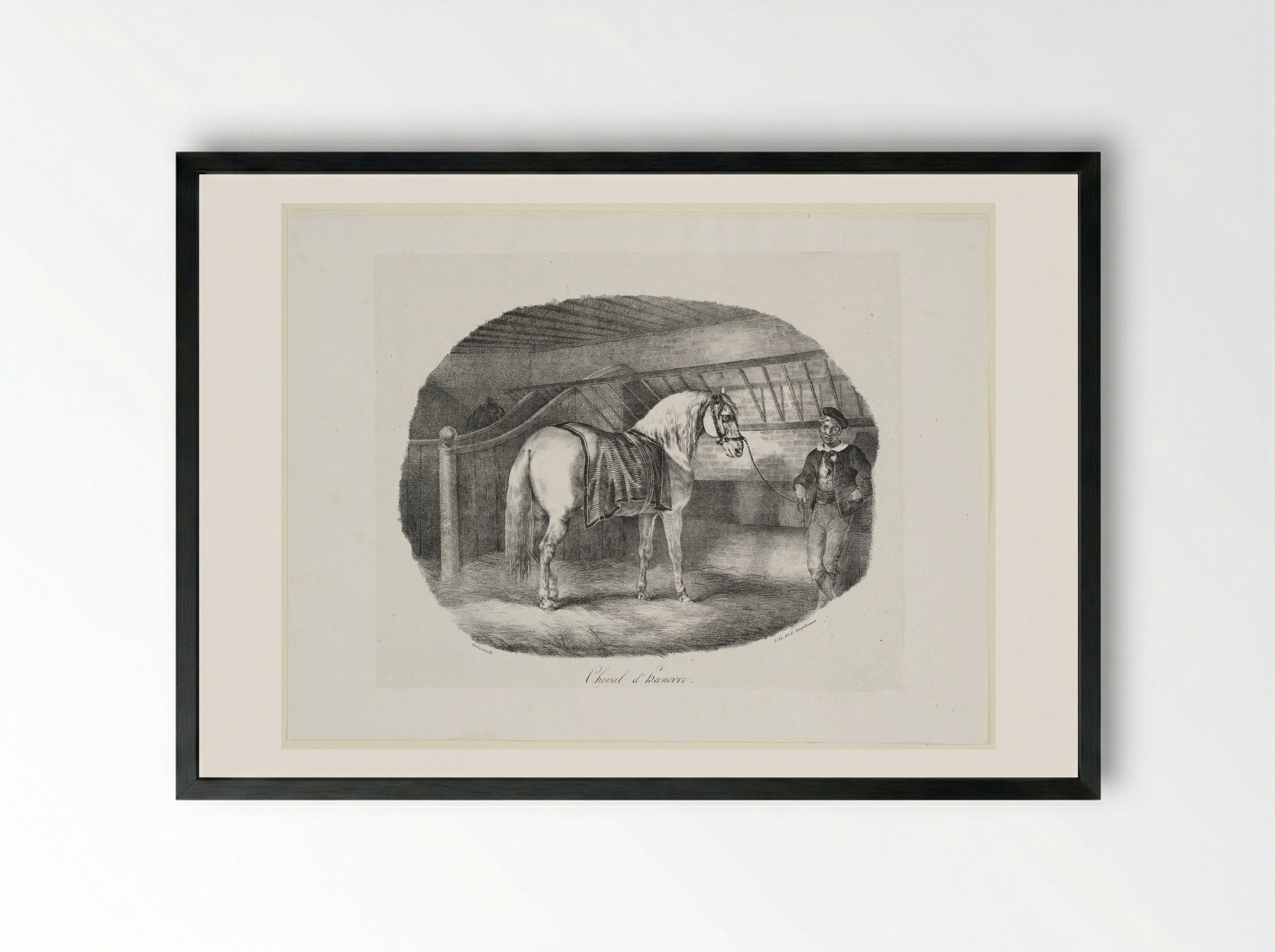 Cheval d'Hanovre - Théodore Géricault - Framed Print Black