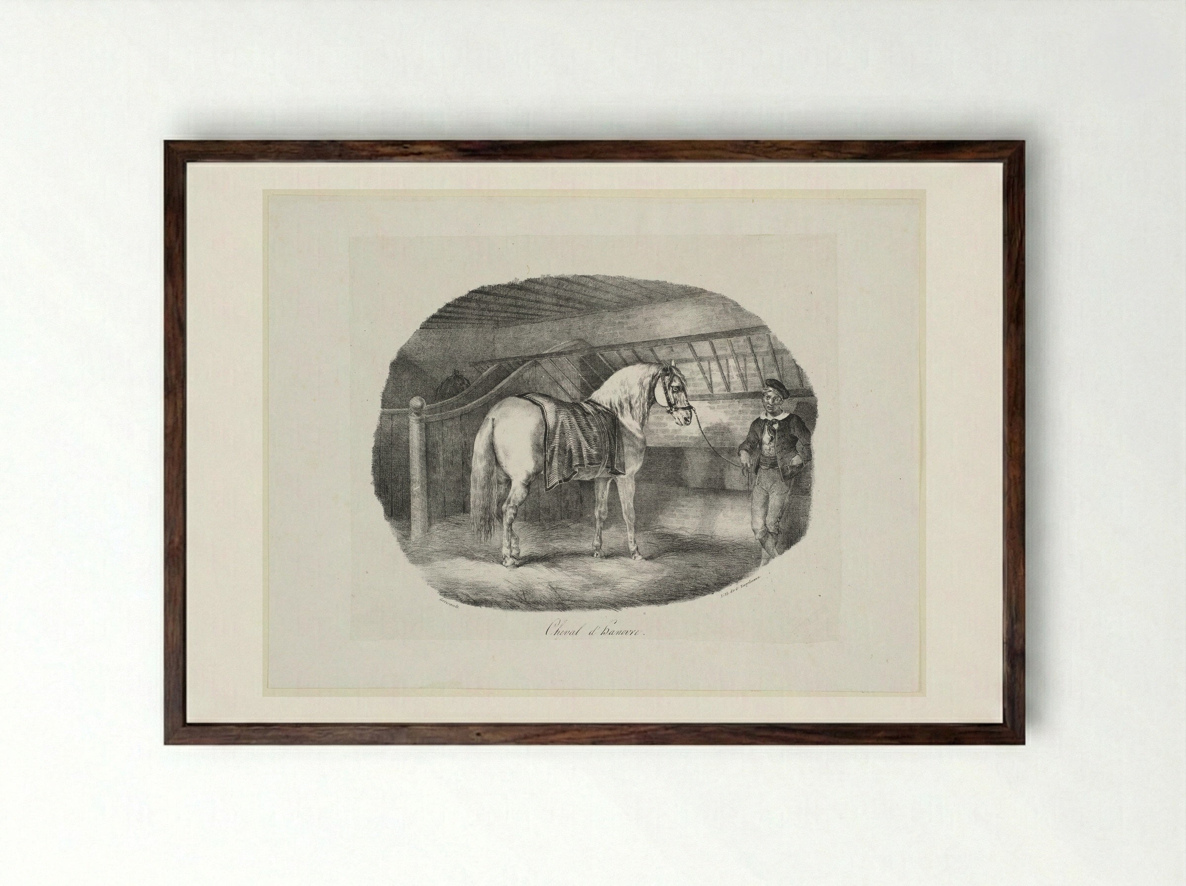 Cheval d'Hanovre - Théodore Géricault - Framed Print Dark Wood