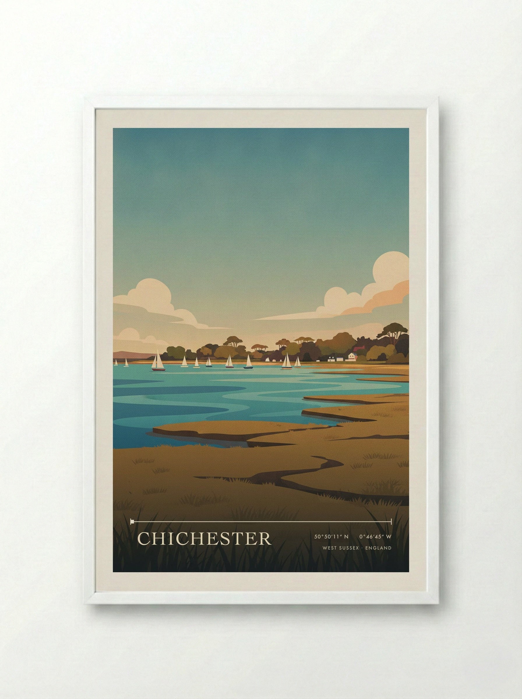 Chichester West Sussex England Travel Poster - Framed Print White
