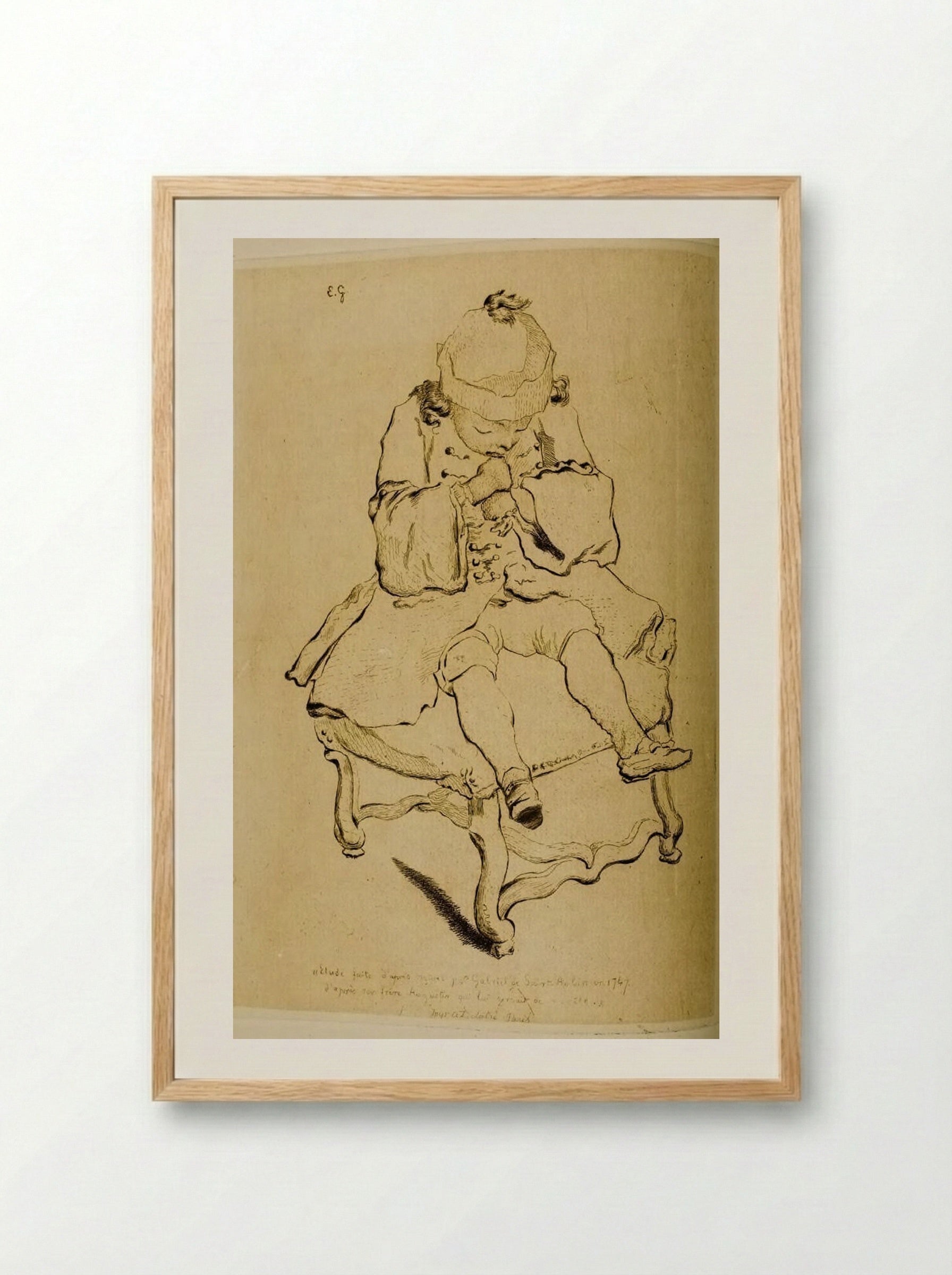 Child Seated on a Stool - Jules de Goncourt - Framed Print Wood