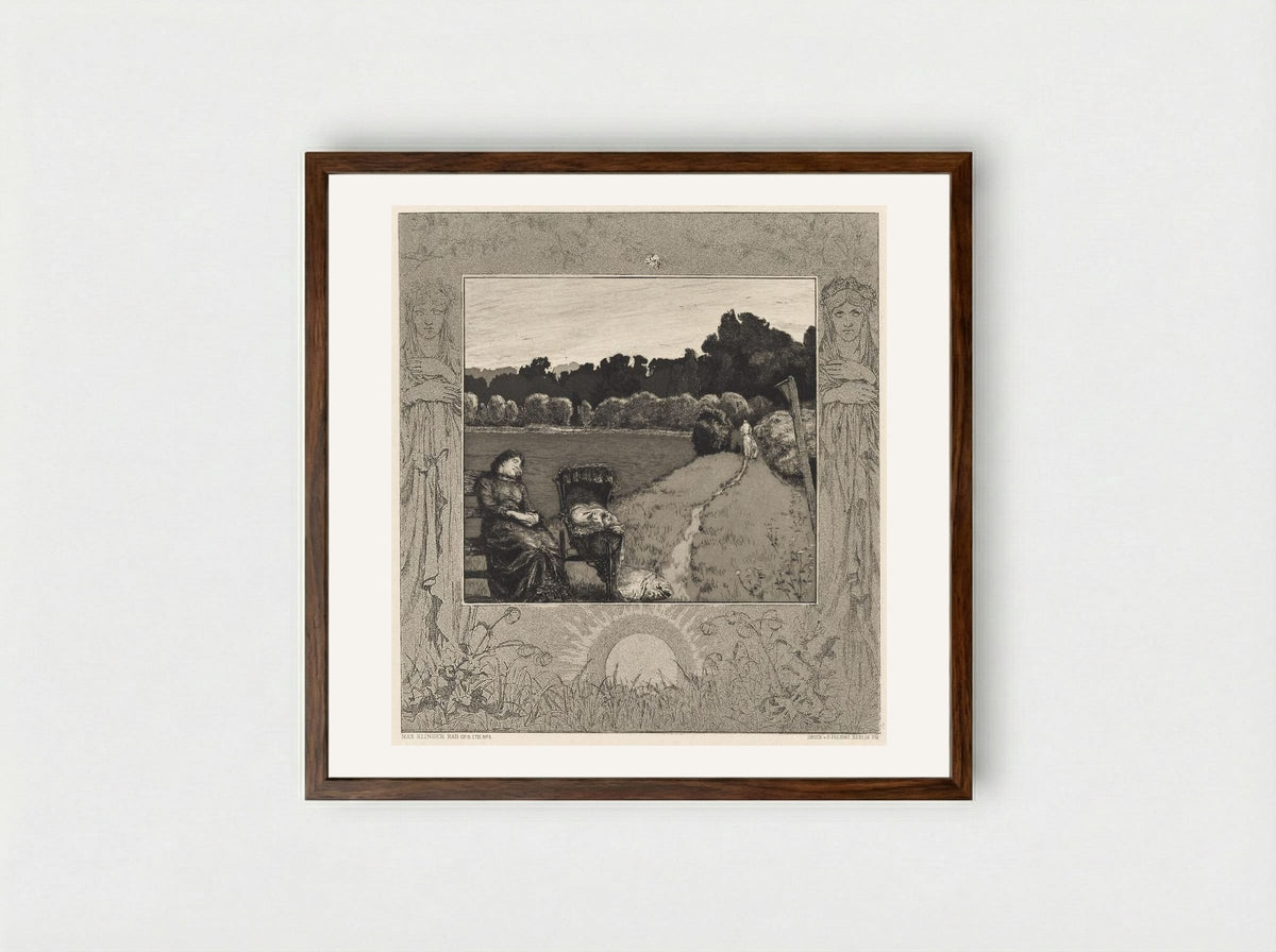 Child, from the portfolio On Death, Part One, Opus XI - Max Klinger - Framed Print Dark Wood