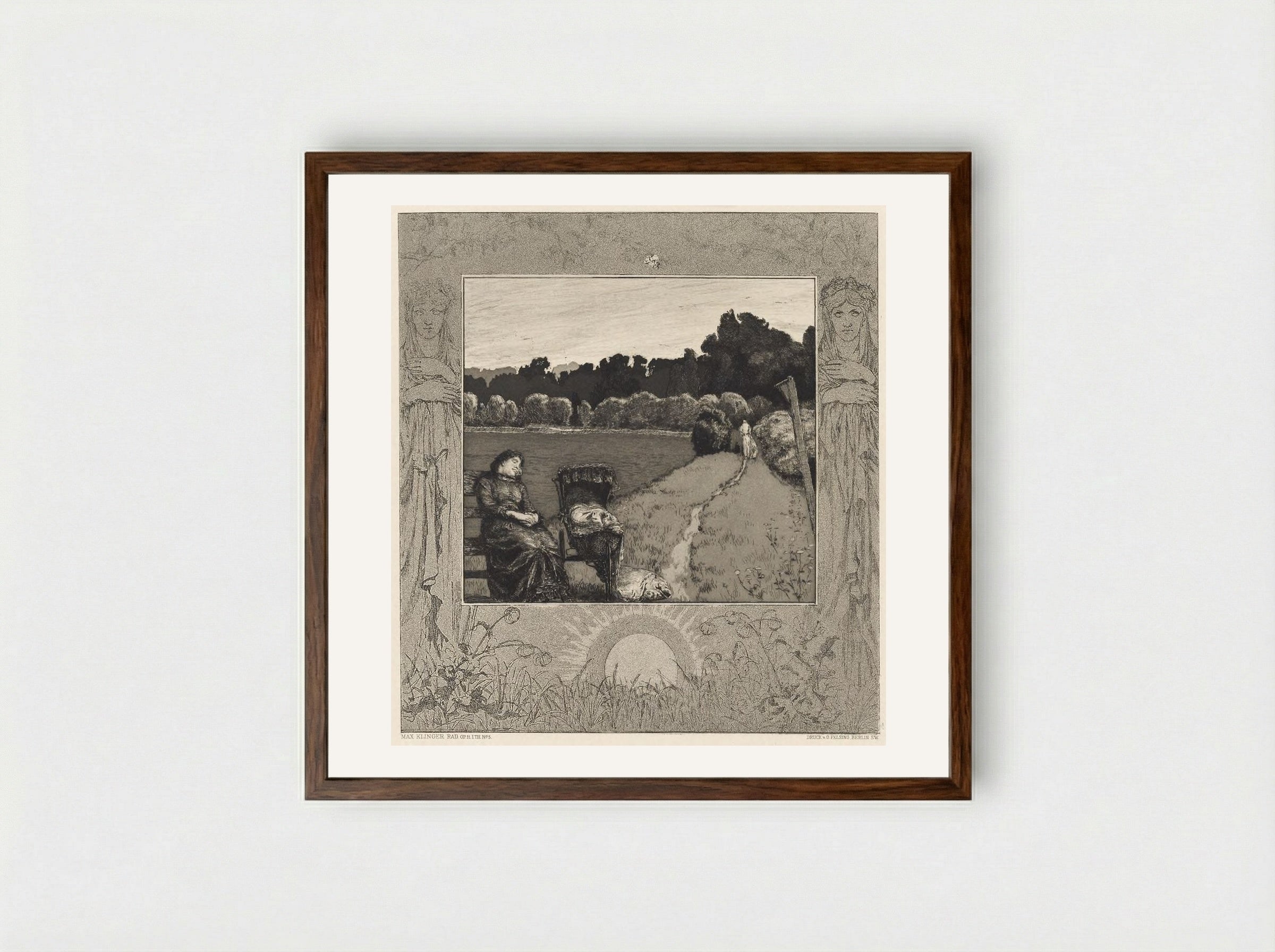 Child, from the portfolio On Death, Part One, Opus XI - Max Klinger - Framed Print Dark Wood