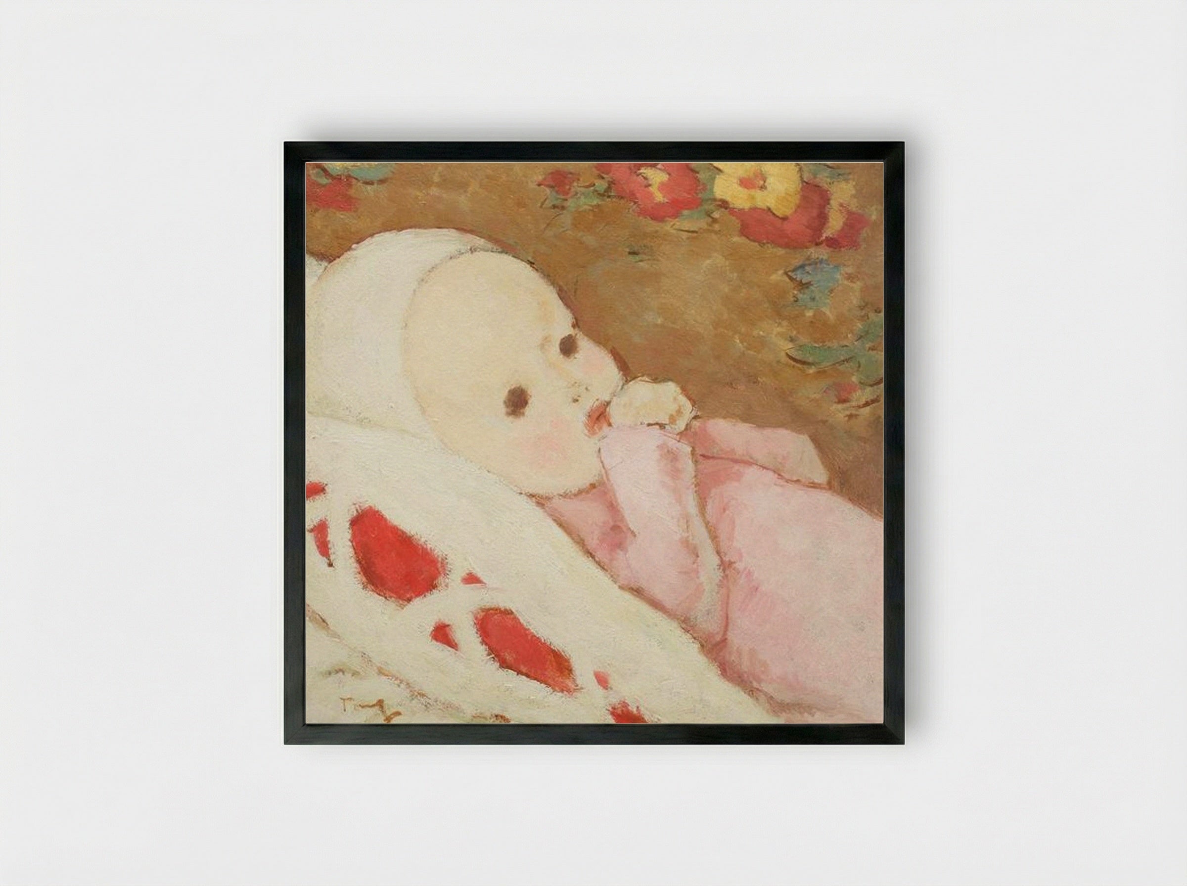Child in Rose - Nicolae Tonitza - Framed Print Black