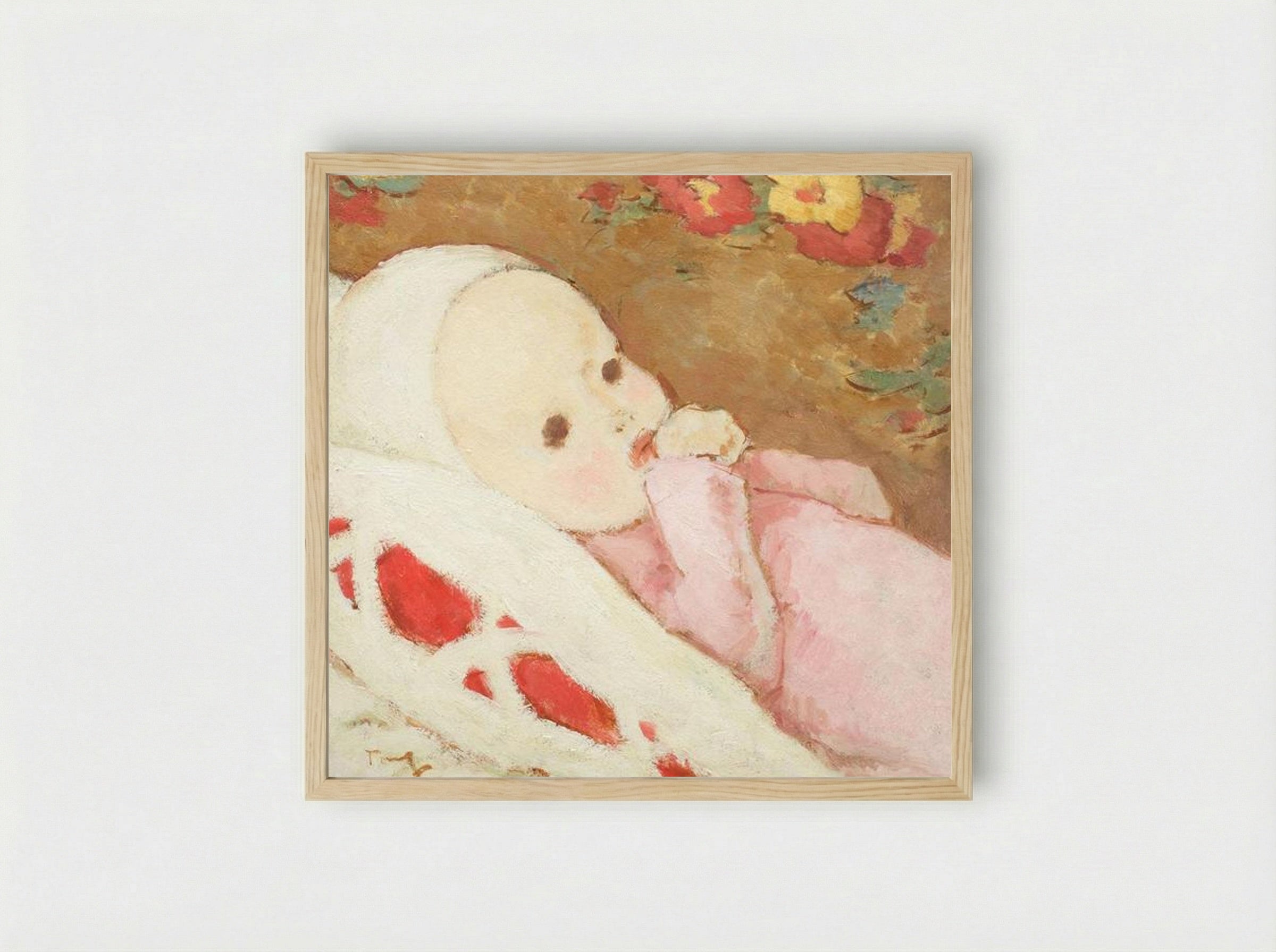 Child in Rose - Nicolae Tonitza - Framed Print Wood