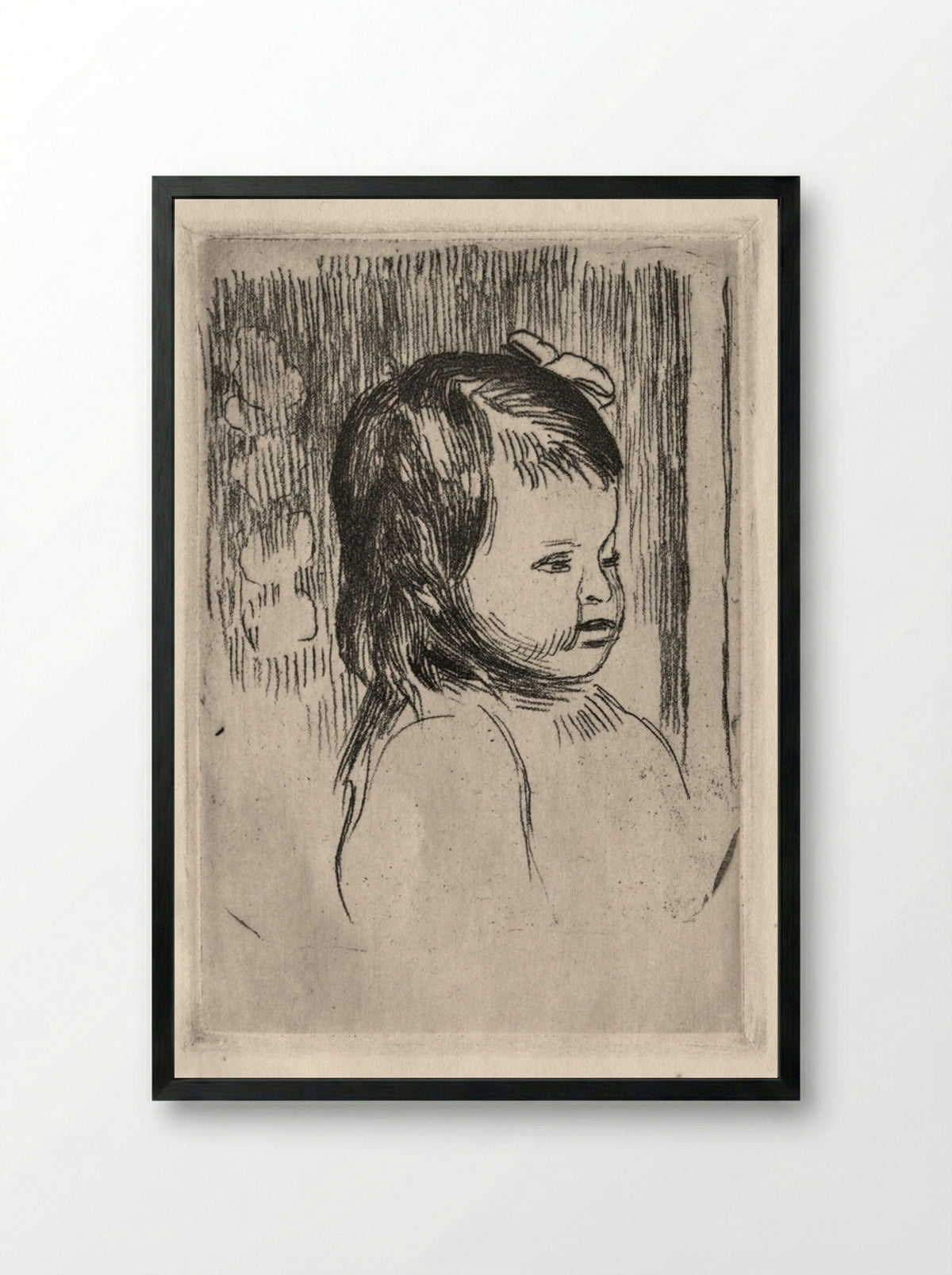 Child's Bust, Turned to the Right - Pierre-Auguste Renoir - Framed Print Black