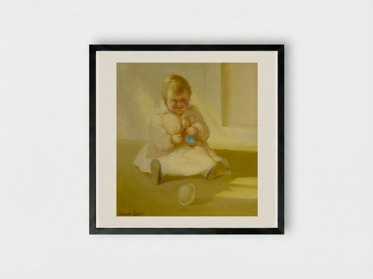 Child with a Toy - George Luks - Framed Print Black