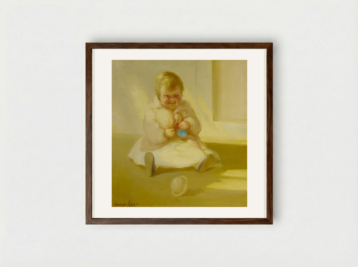 Child with a Toy - George Luks - Framed Print Dark Wood