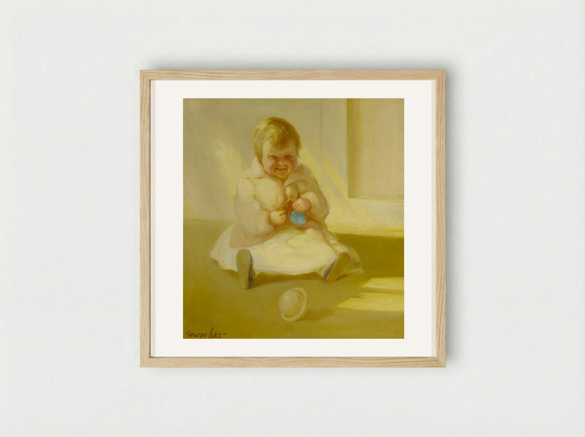 Child with a Toy - George Luks - Framed Print Wood