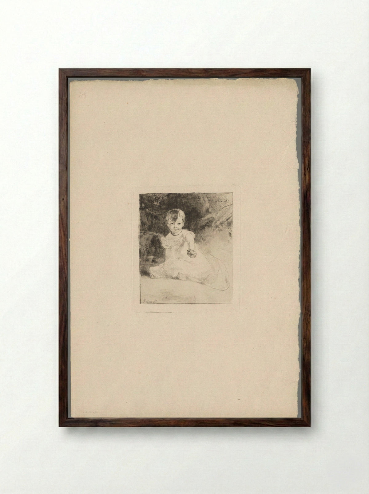 Child with an Apple - Andrew Geddes - Framed Print Dark Wood