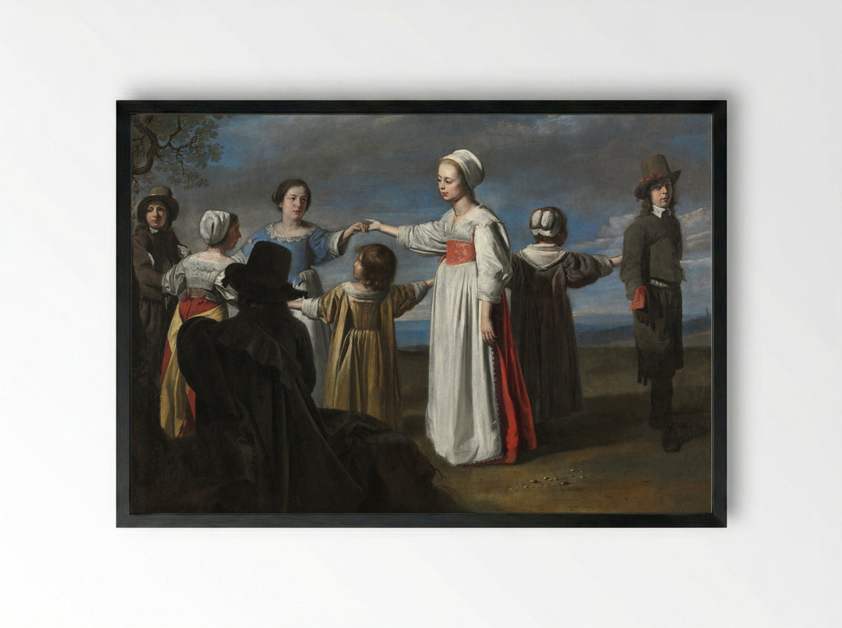 Children Dancing - Louis Le Nain - Framed Print Black