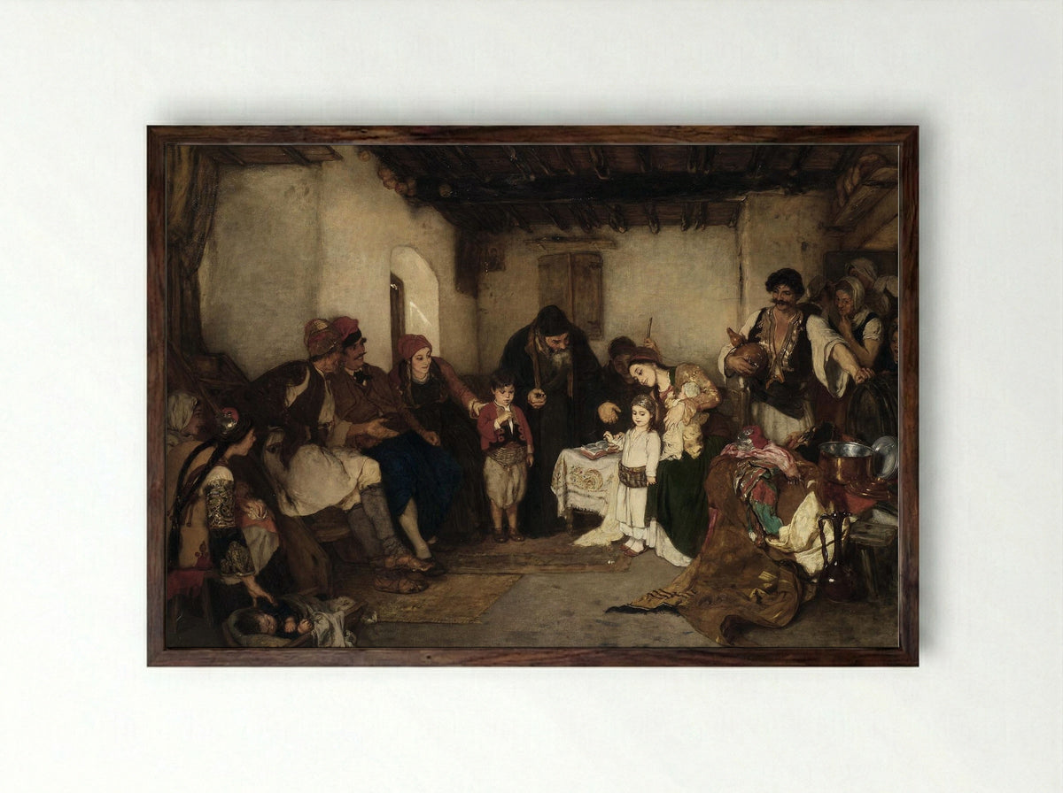 Children Engagement - Nikolaos Gyzis - Framed Print Dark Wood