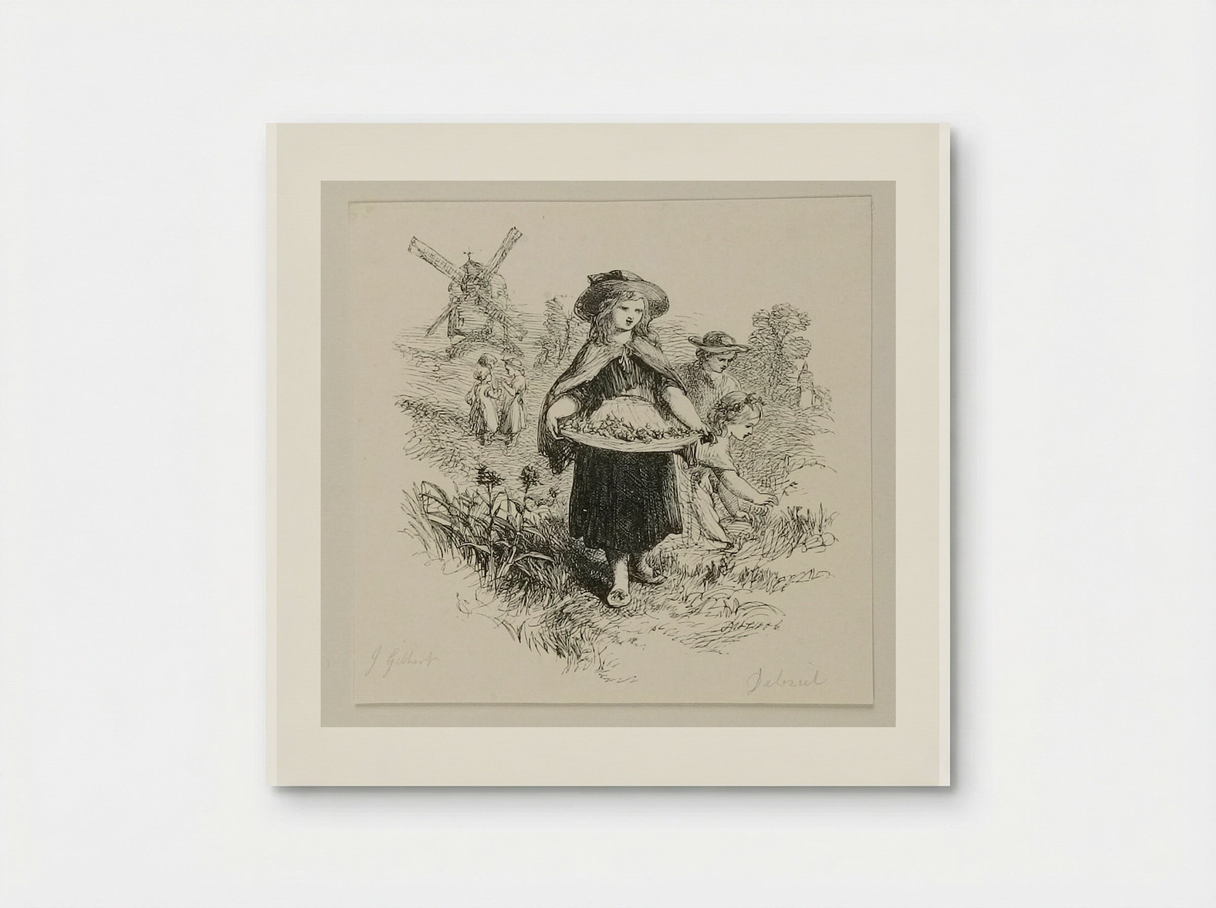 Children Gathering Flowers - Edward Dalziel - Poster