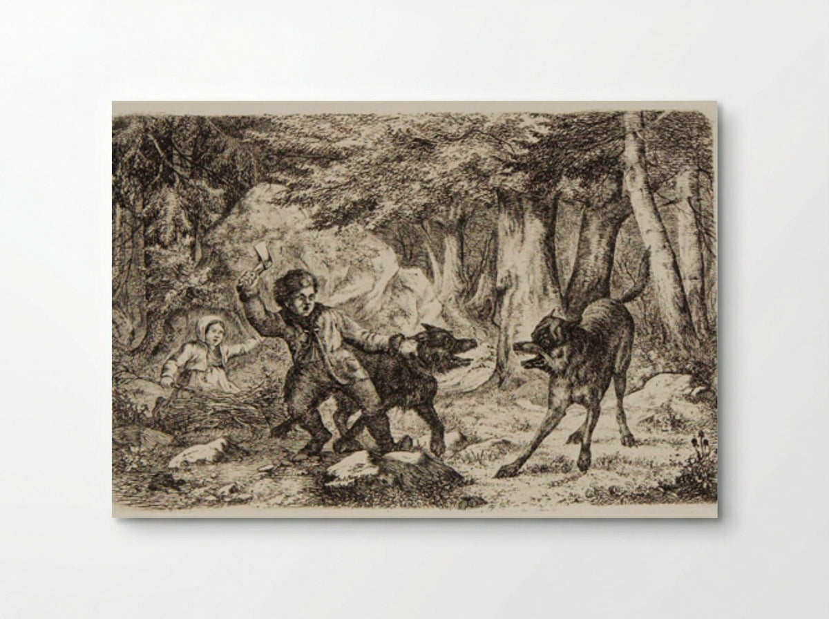 Children and Dog Met by a Wolf - Friedrich Anton Wolff - Poster
