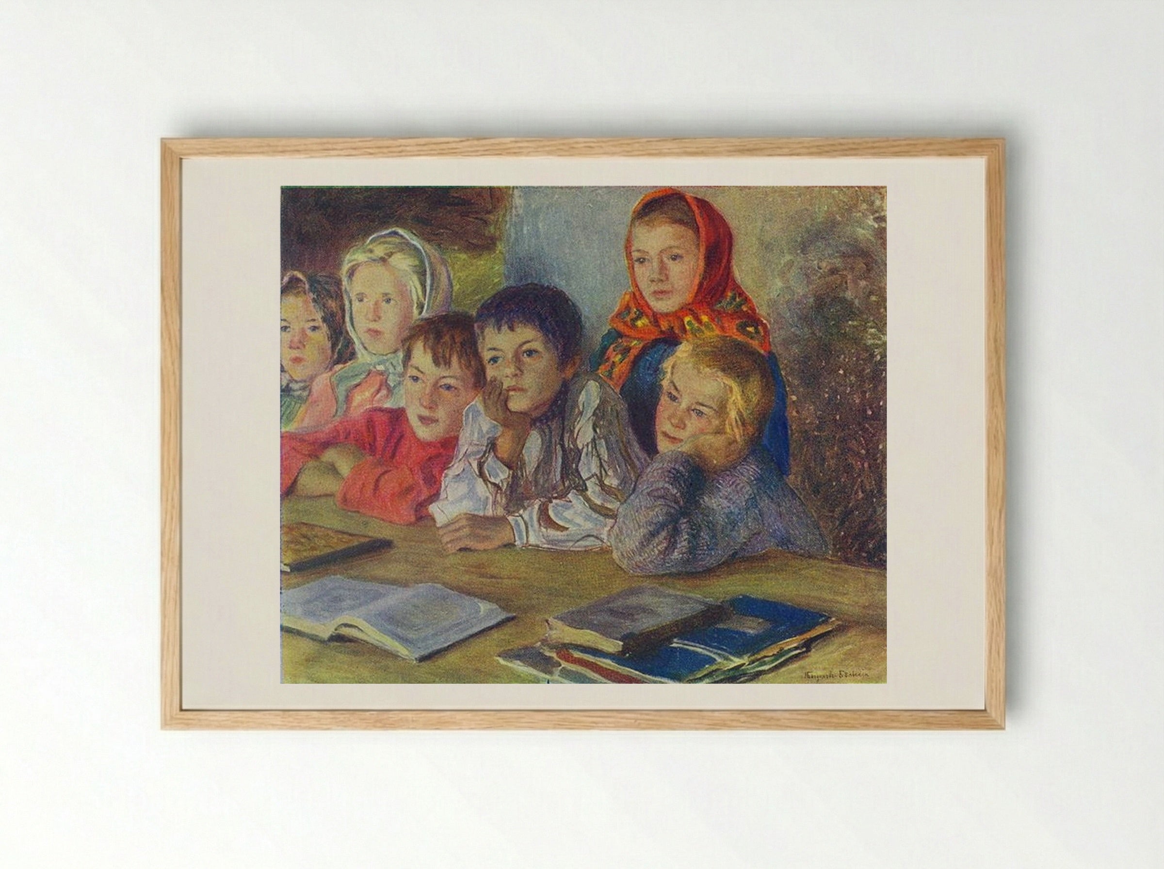 Children in a Class - Nikolay Bogdanov-Belsky - Framed Print Wood