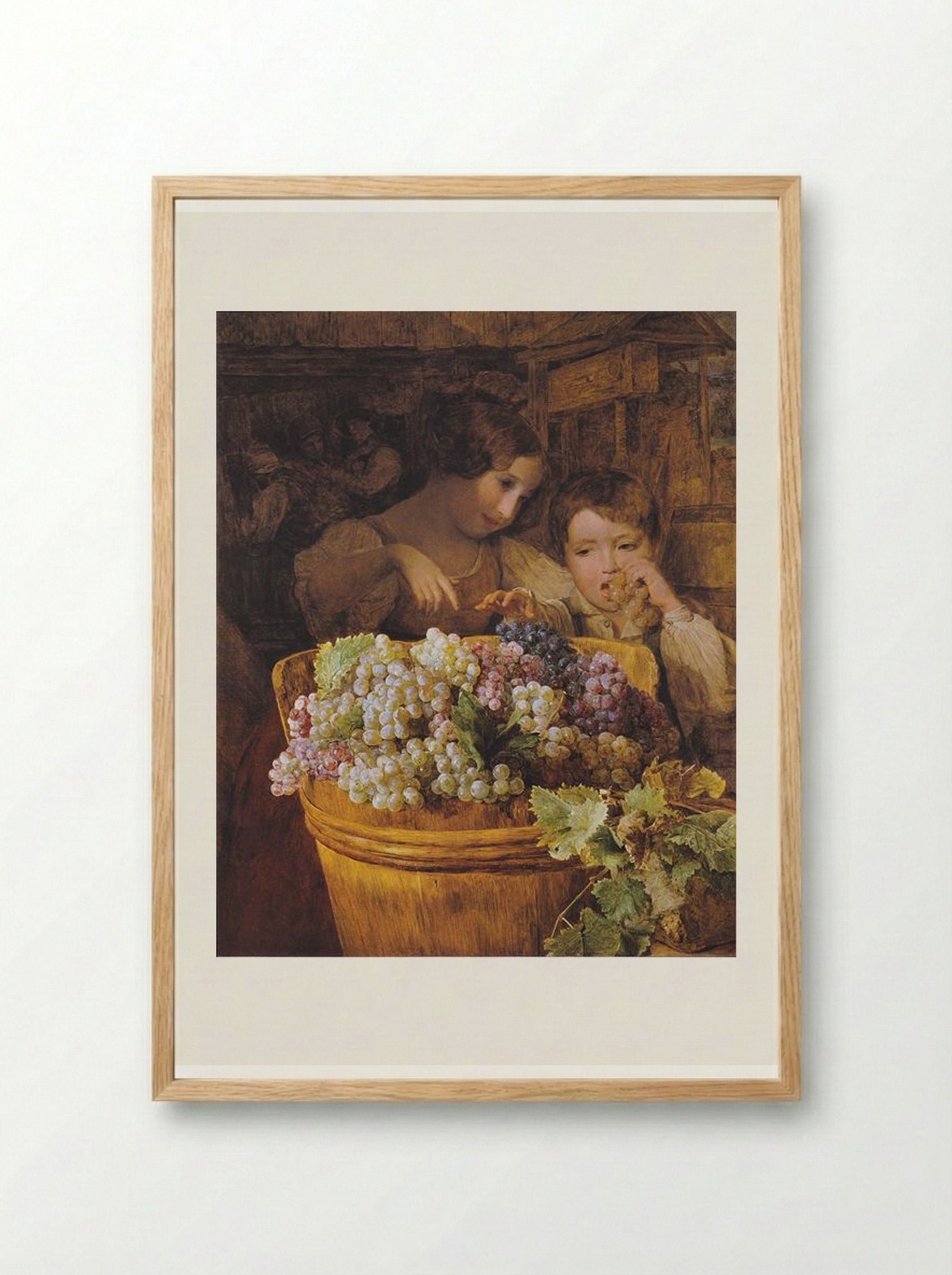 Children in the Press House - Ferdinand Georg Waldmüller - Framed Print Wood