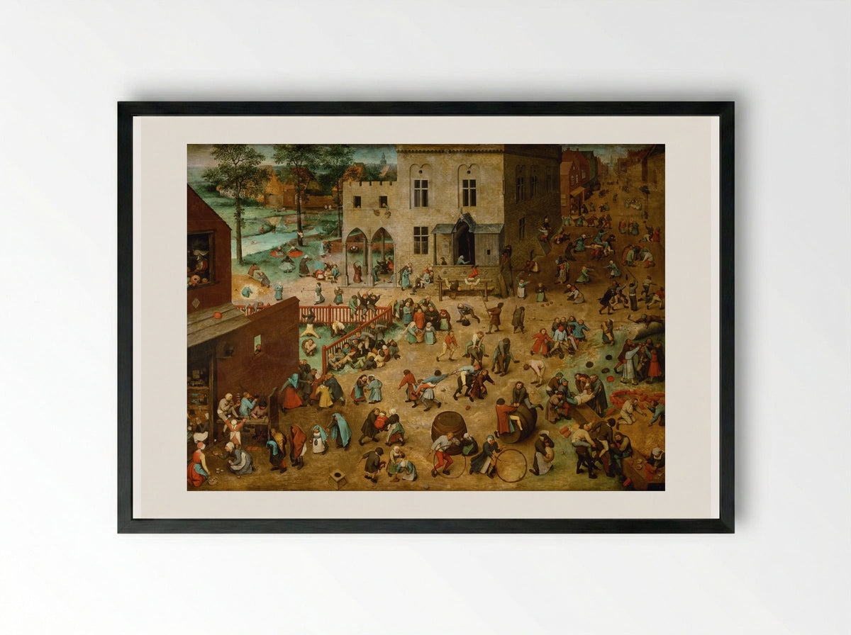Children's Games - Pieter Bruegel the Elder - Framed Print Black