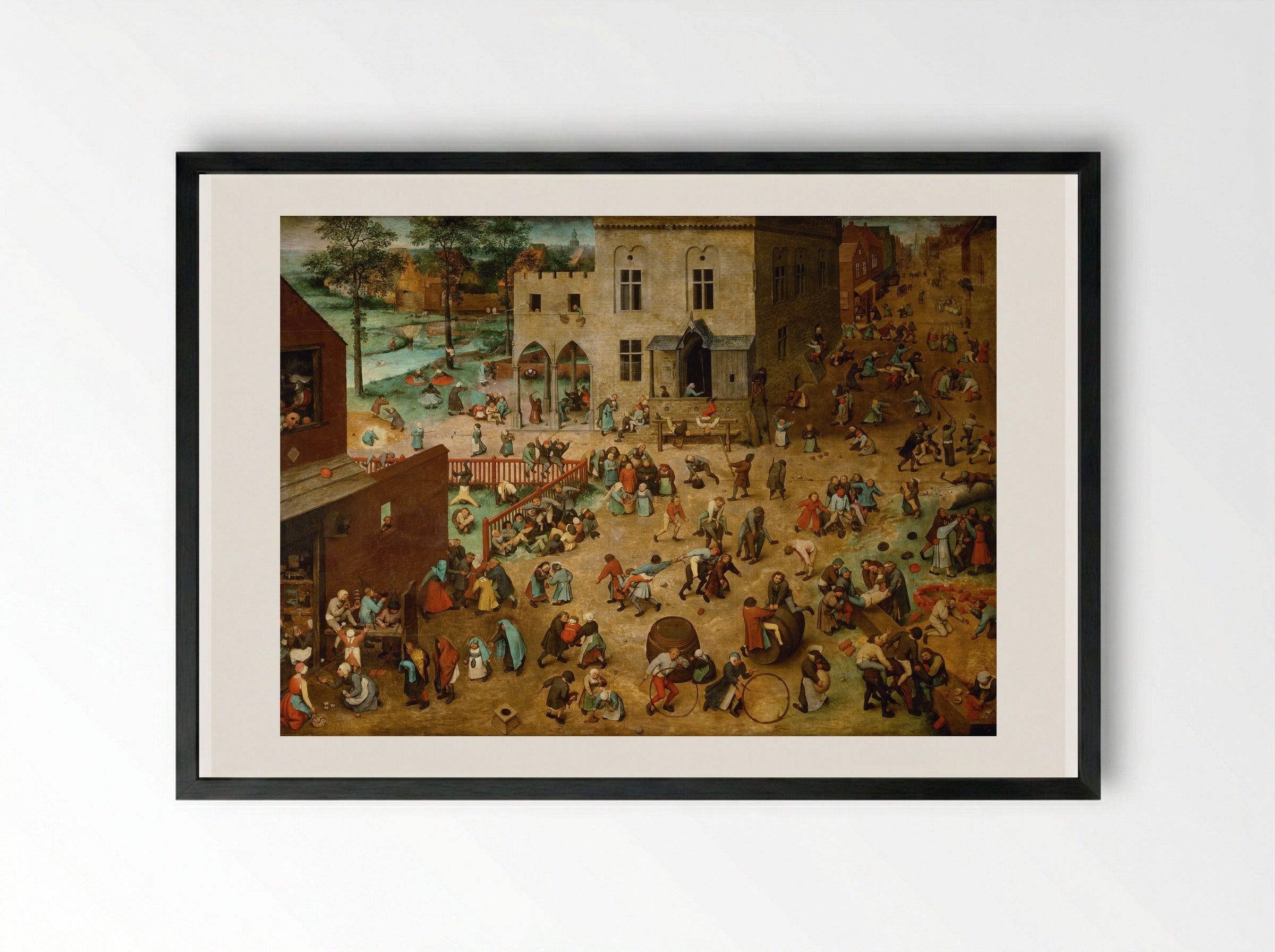 Children's Games - Pieter Bruegel the Elder - Framed Print Black