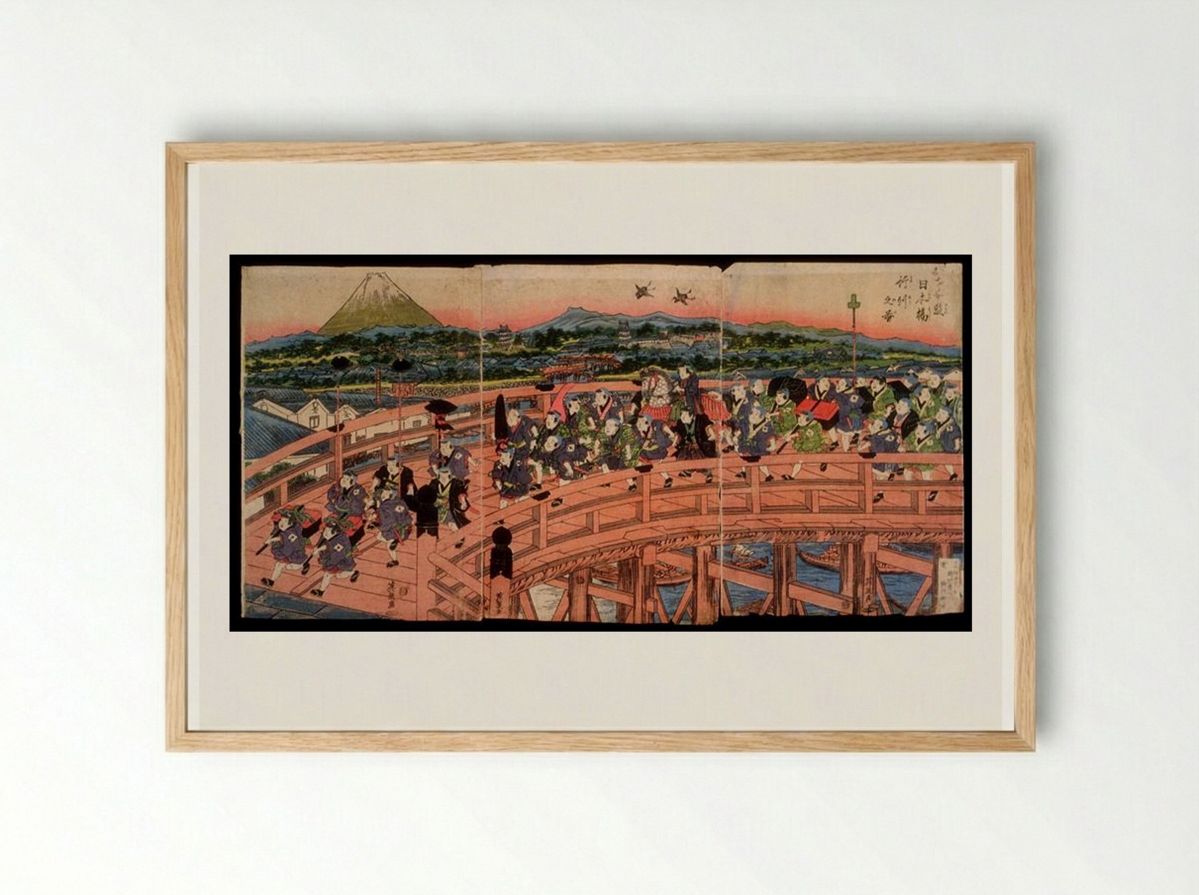 Children's Pastimes: A Procession on Nihon Bridge - Keisai Eisen - Framed Print Wood