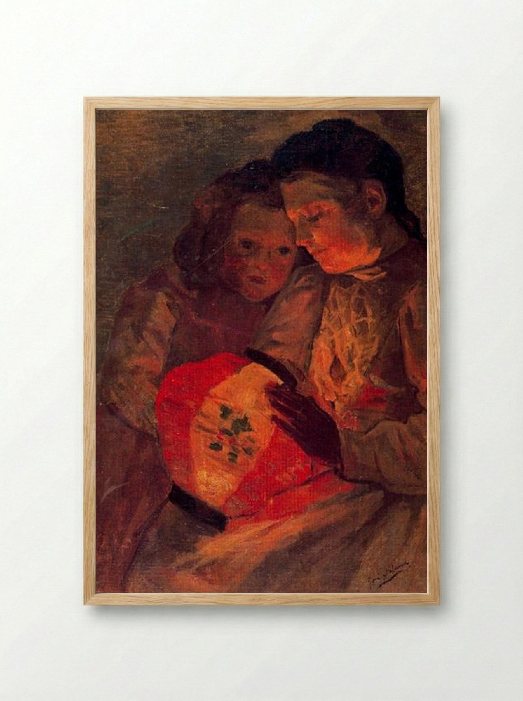 Children with the Lamp - José Gutiérrez Solana - Framed Print Wood