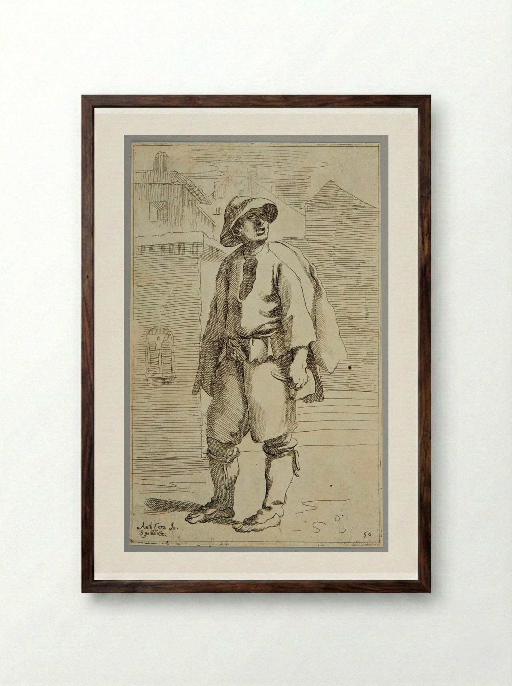 Chimney Sweep!, plate 50 - Simon Guillain - Framed Print Dark Wood