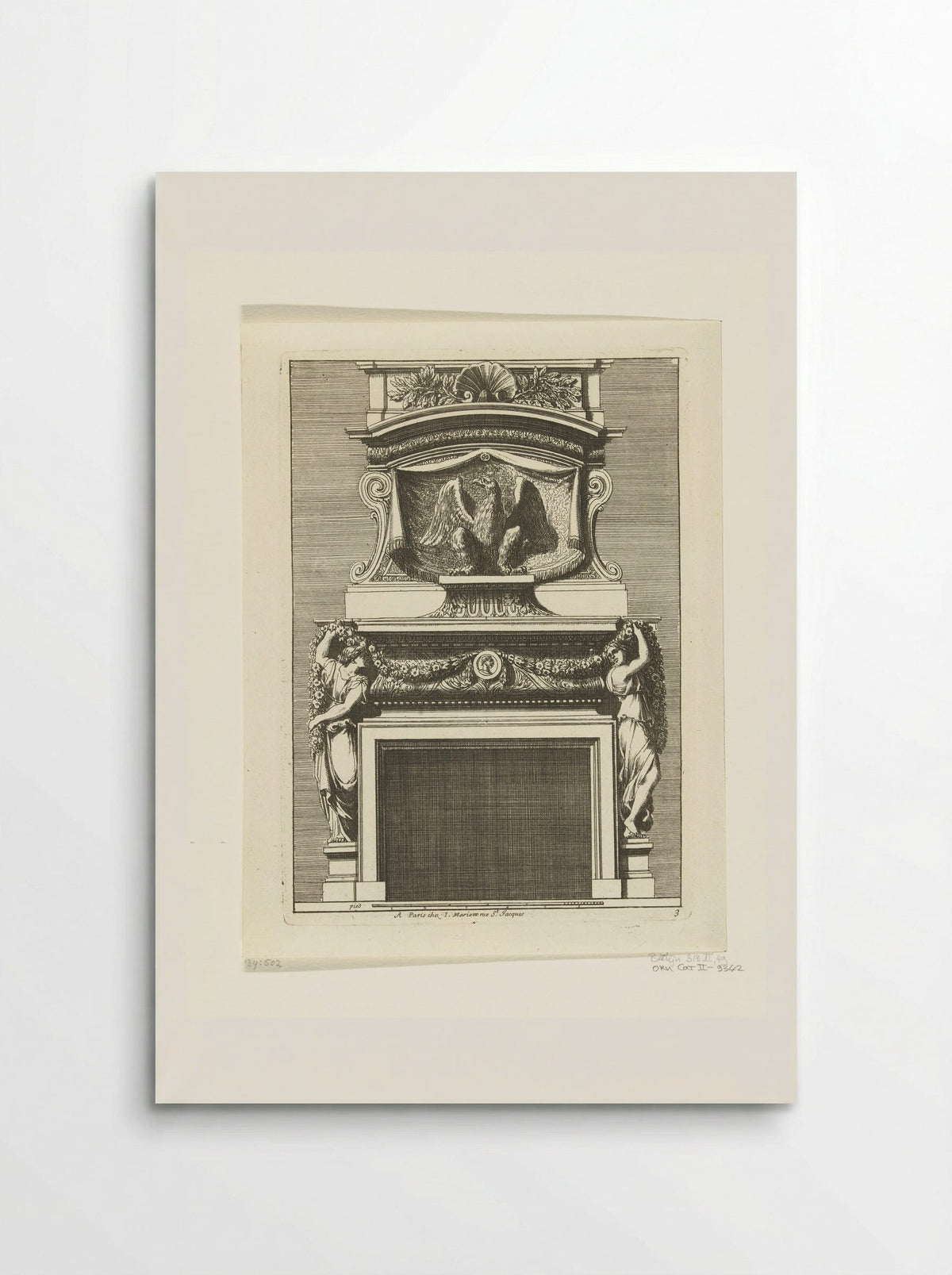 Chimneypiece with Eagle and Two Female Figures - Jean Lepautre - Poster