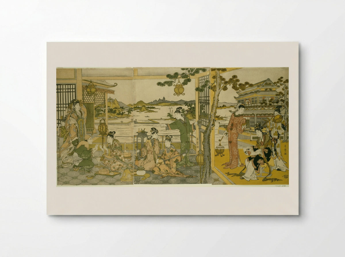 Chinese Beauties at a Banquet - Kitagawa Utamaro - Poster