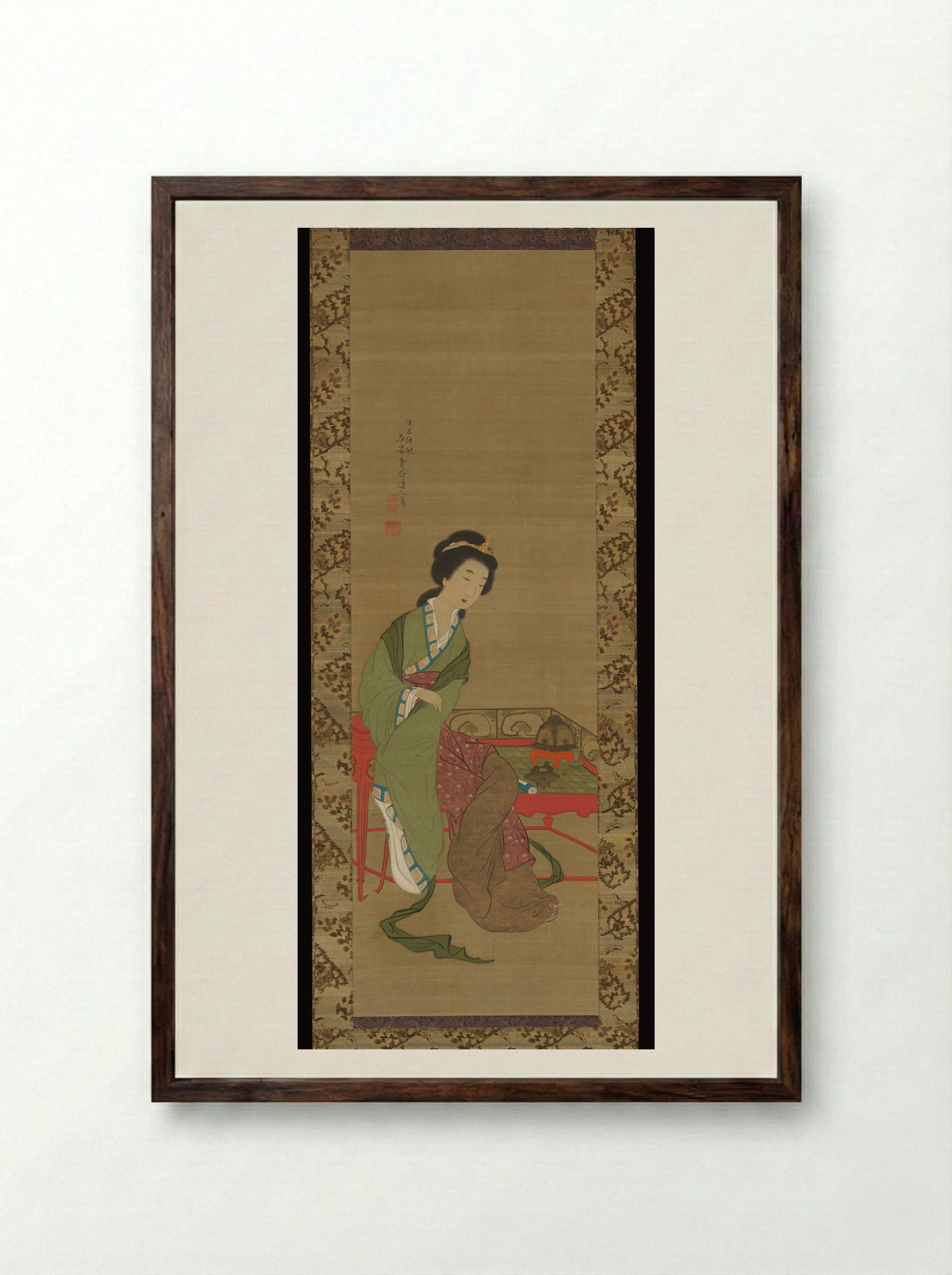 Chinese Beauty - Yokoi Kinkoku - Framed Print Dark Wood
