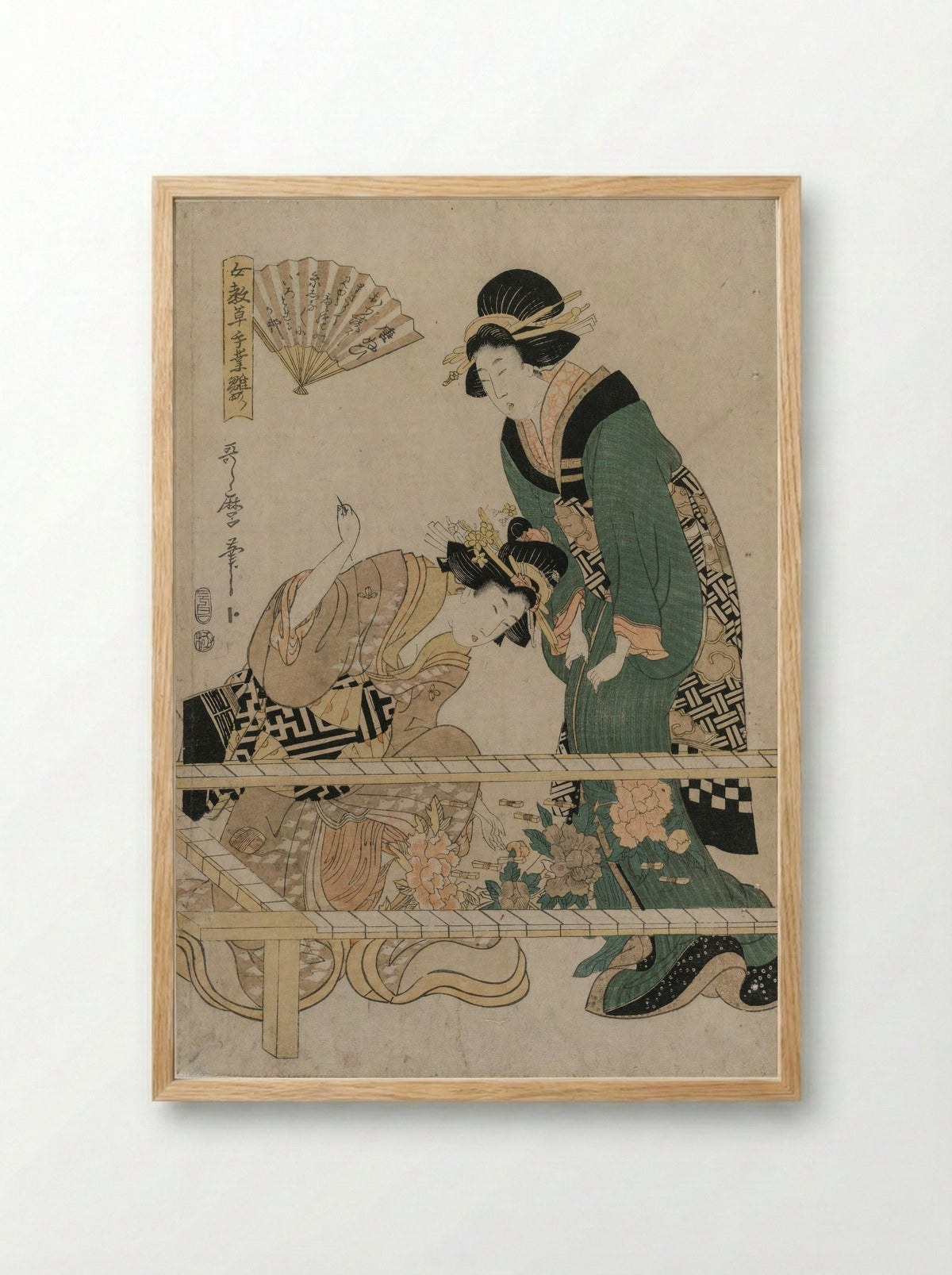 Chinese Embroidery (from the series Instructive Patterns for Women's Handicraft) - Kitagawa Utamaro II - Framed Print Wood