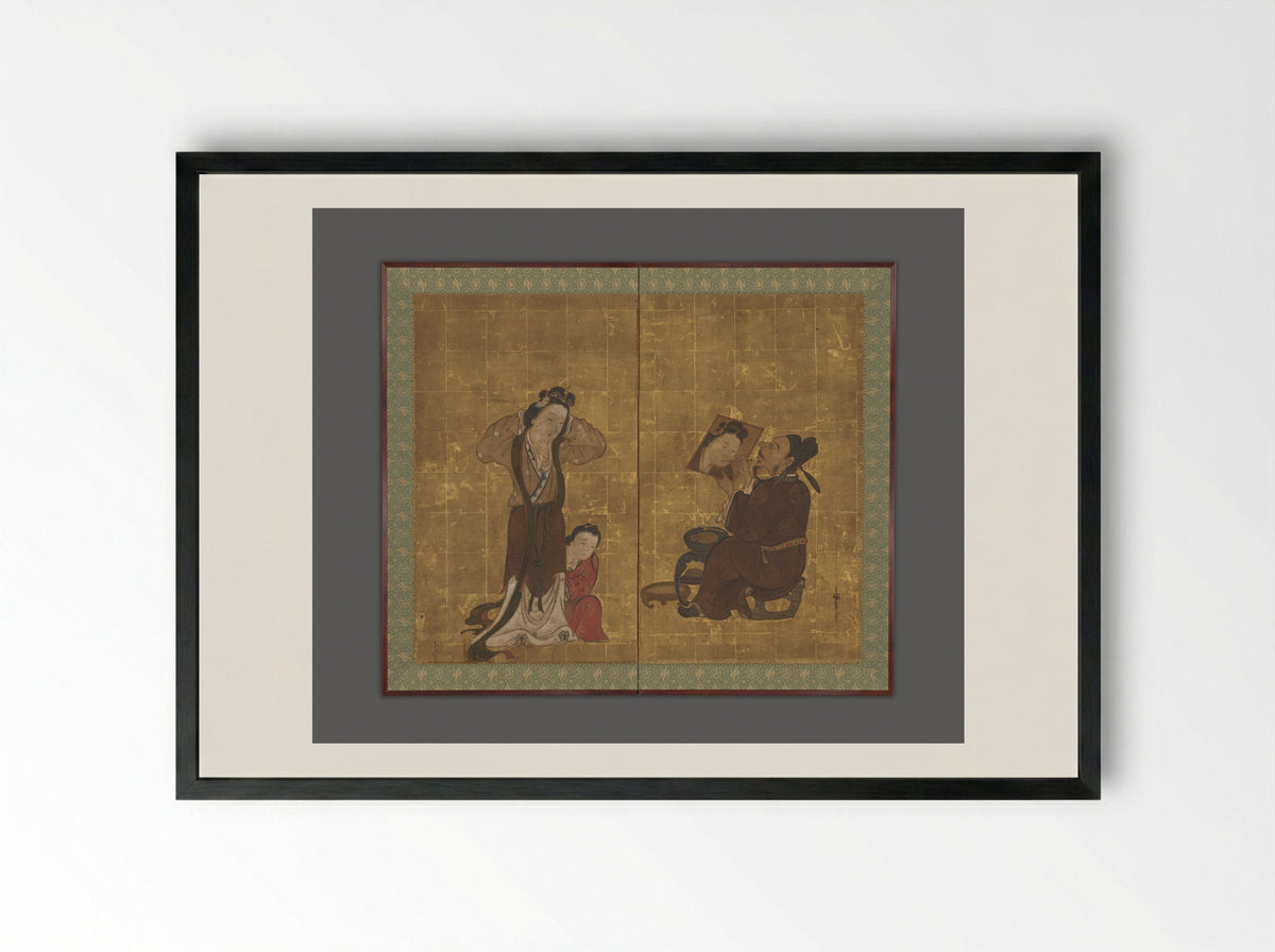 Chinese Portrait Painter - Miwa Zaiei - Framed Print Black
