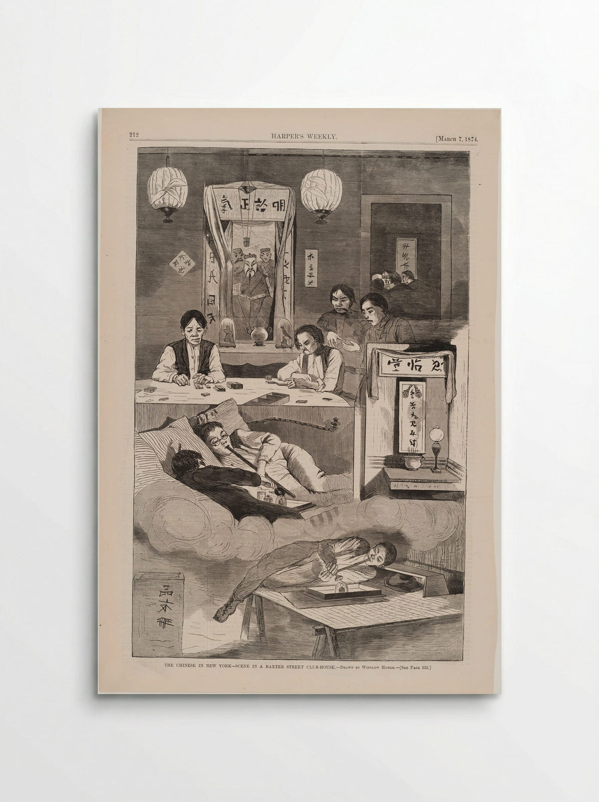 Chinese in New York - Scene in a Baxter Street Club-house - Winslow Homer - Poster