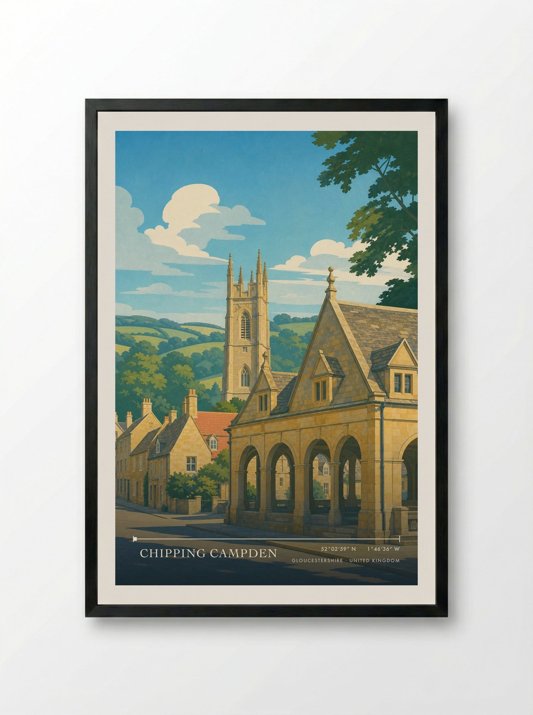 Chipping Campden Gloucestershire United Kingdom Travel Poster - Framed Print Black