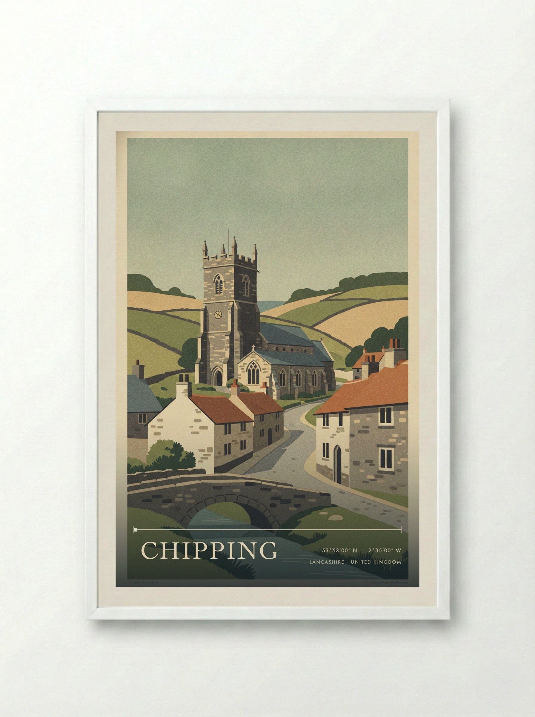 Chipping Lancashire United Kingdom Travel Poster - Framed Print White