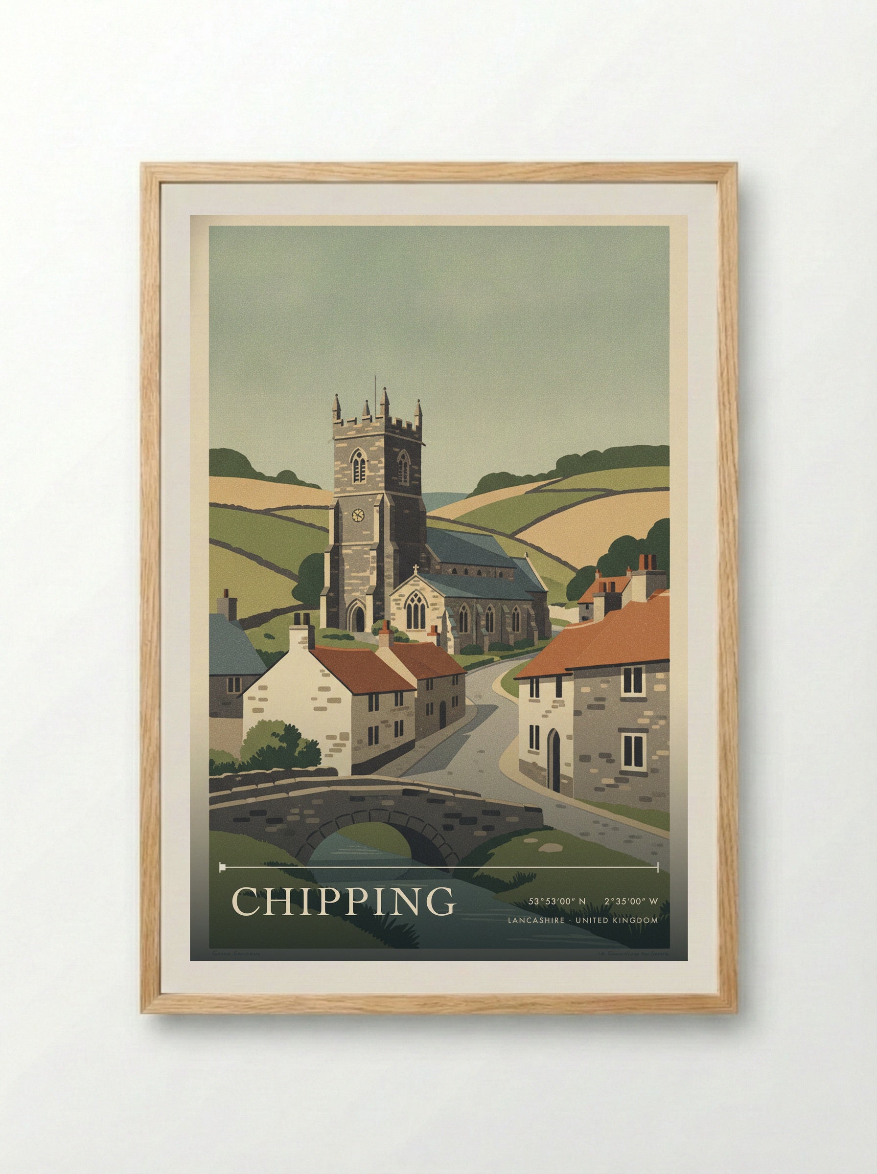 Chipping Lancashire United Kingdom Travel Poster - Framed Print Wood