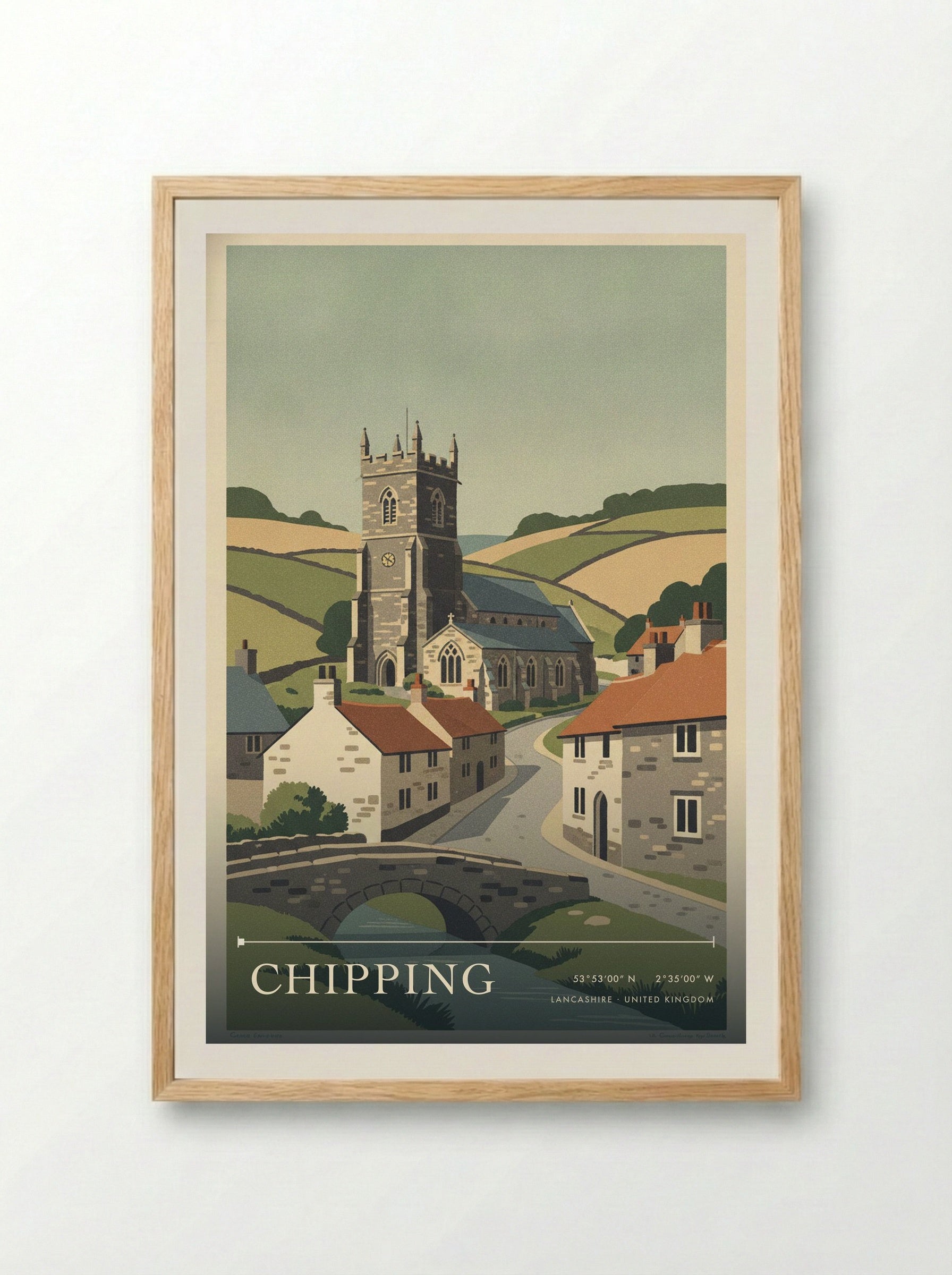 Chipping Lancashire United Kingdom Travel Poster - Framed Print Wood