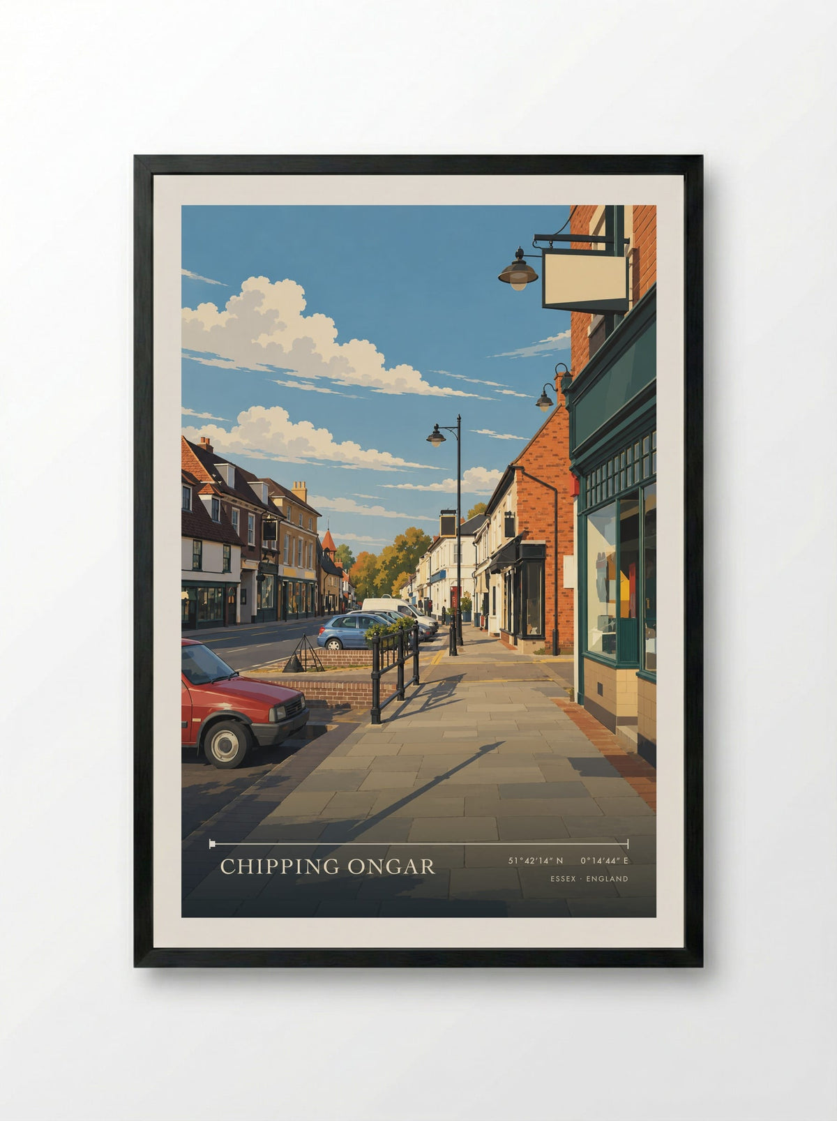Chipping Ongar, Essex | Travel Poster - Framed Print Black