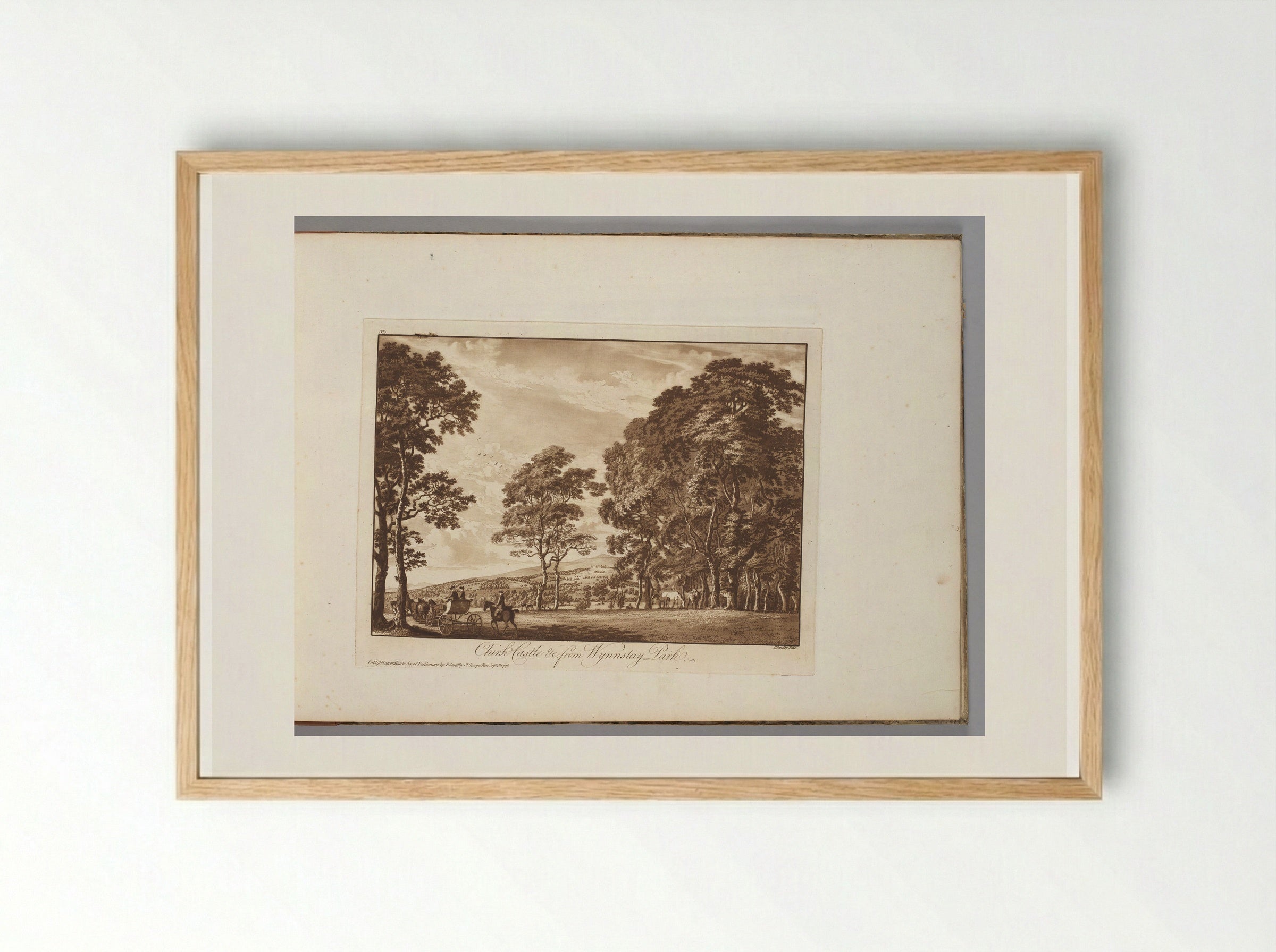 Chirk Castle &c. from Wynnstay Park - Paul Sandby - Framed Print Wood