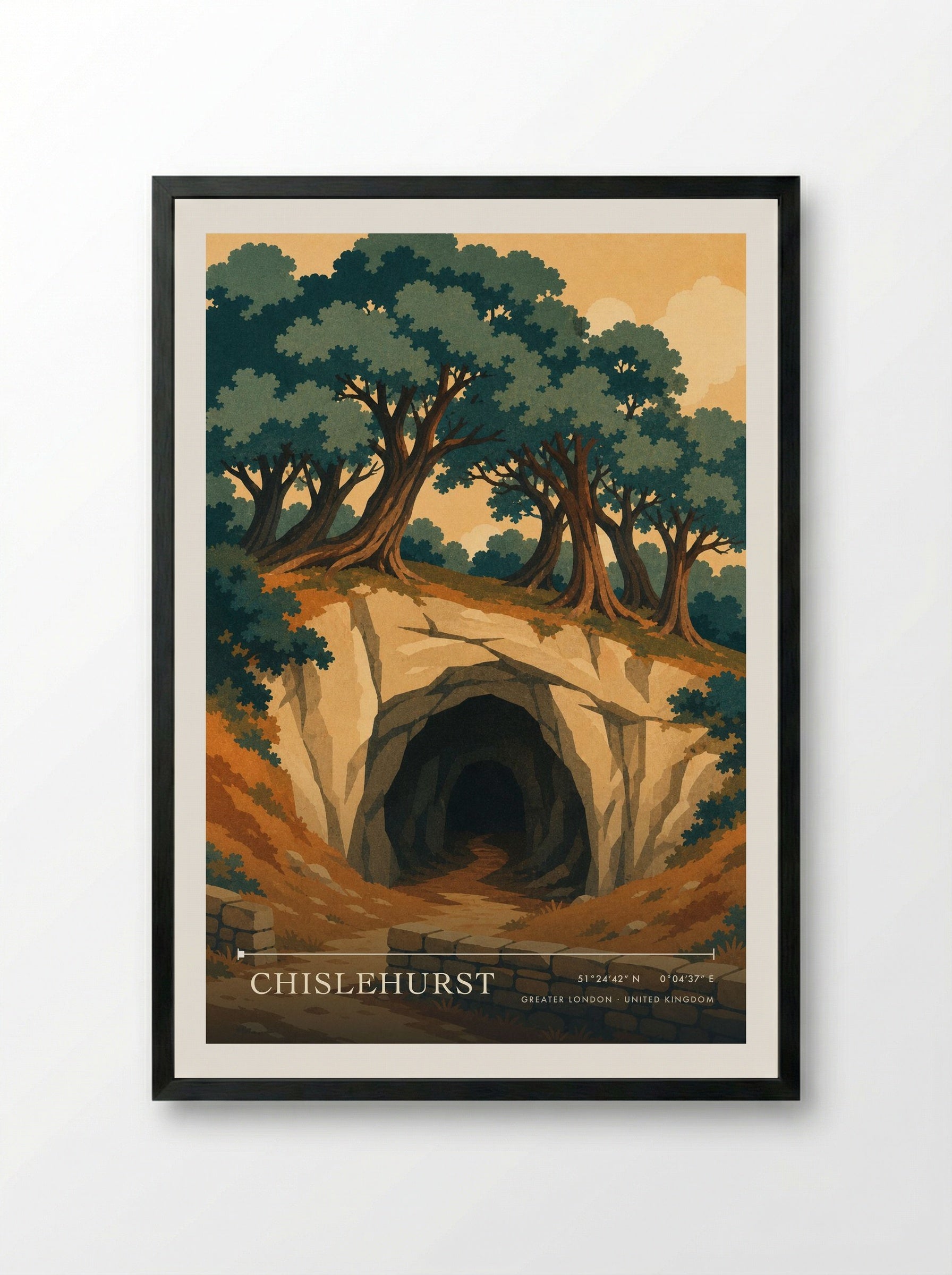 Chislehurst Greater London United Kingdom Travel Poster - Framed Print Black
