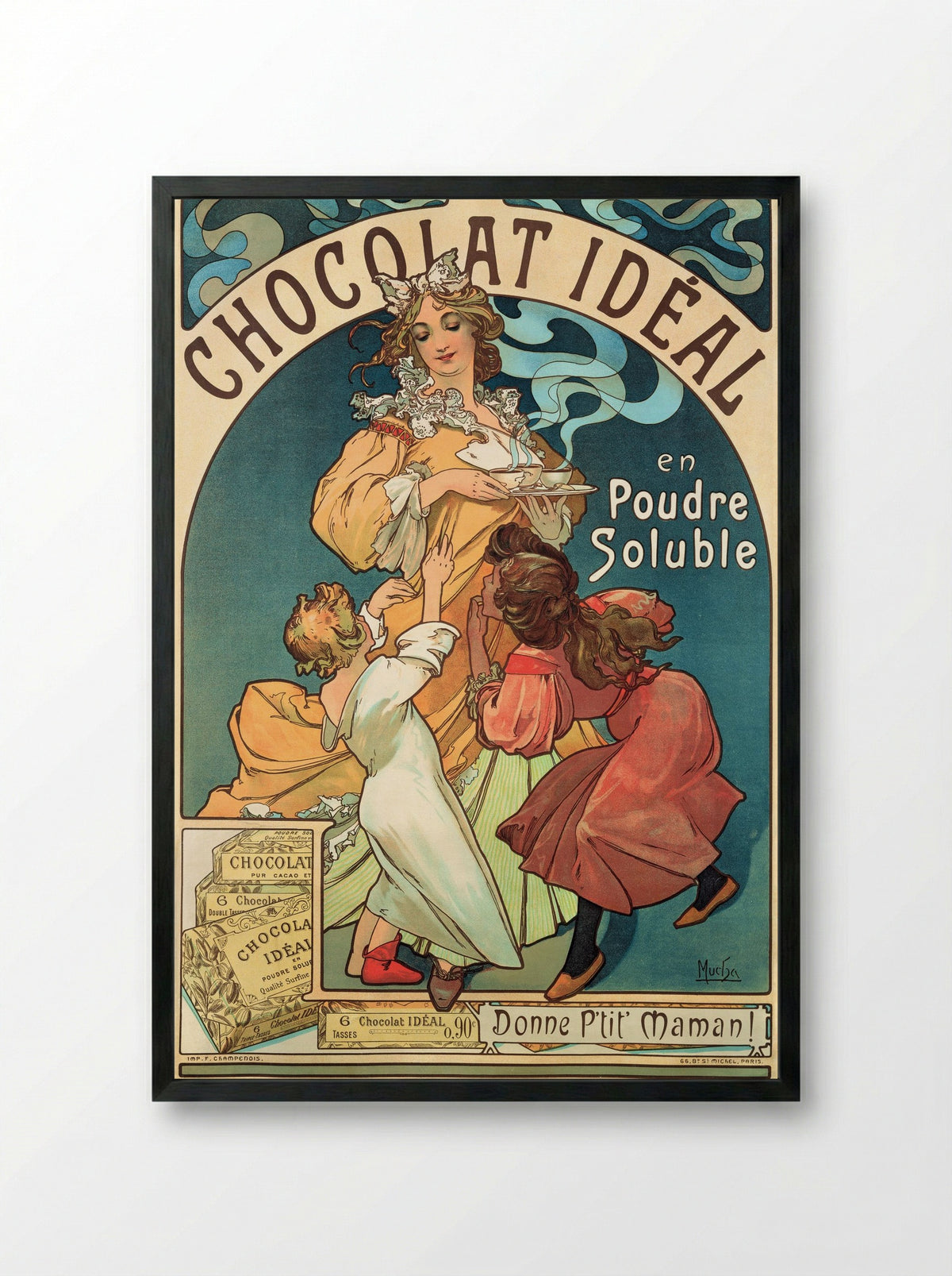 Chocolat Idéal - Alphonse Mucha - Framed Print Black