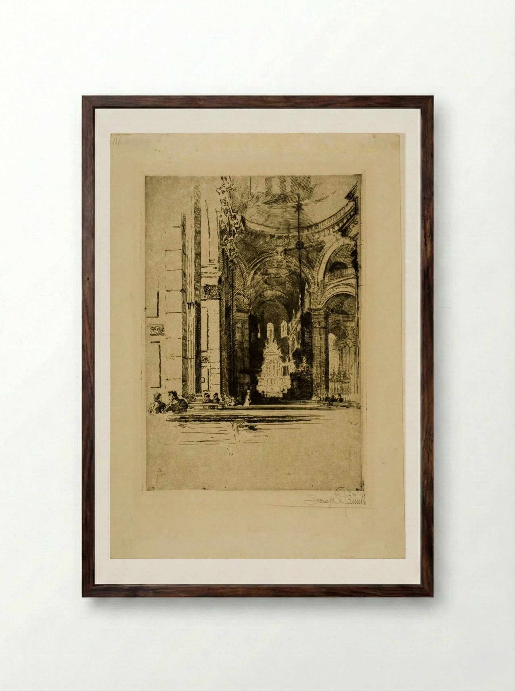 Choir of St. Paul's - Joseph Pennell - Framed Print Dark Wood