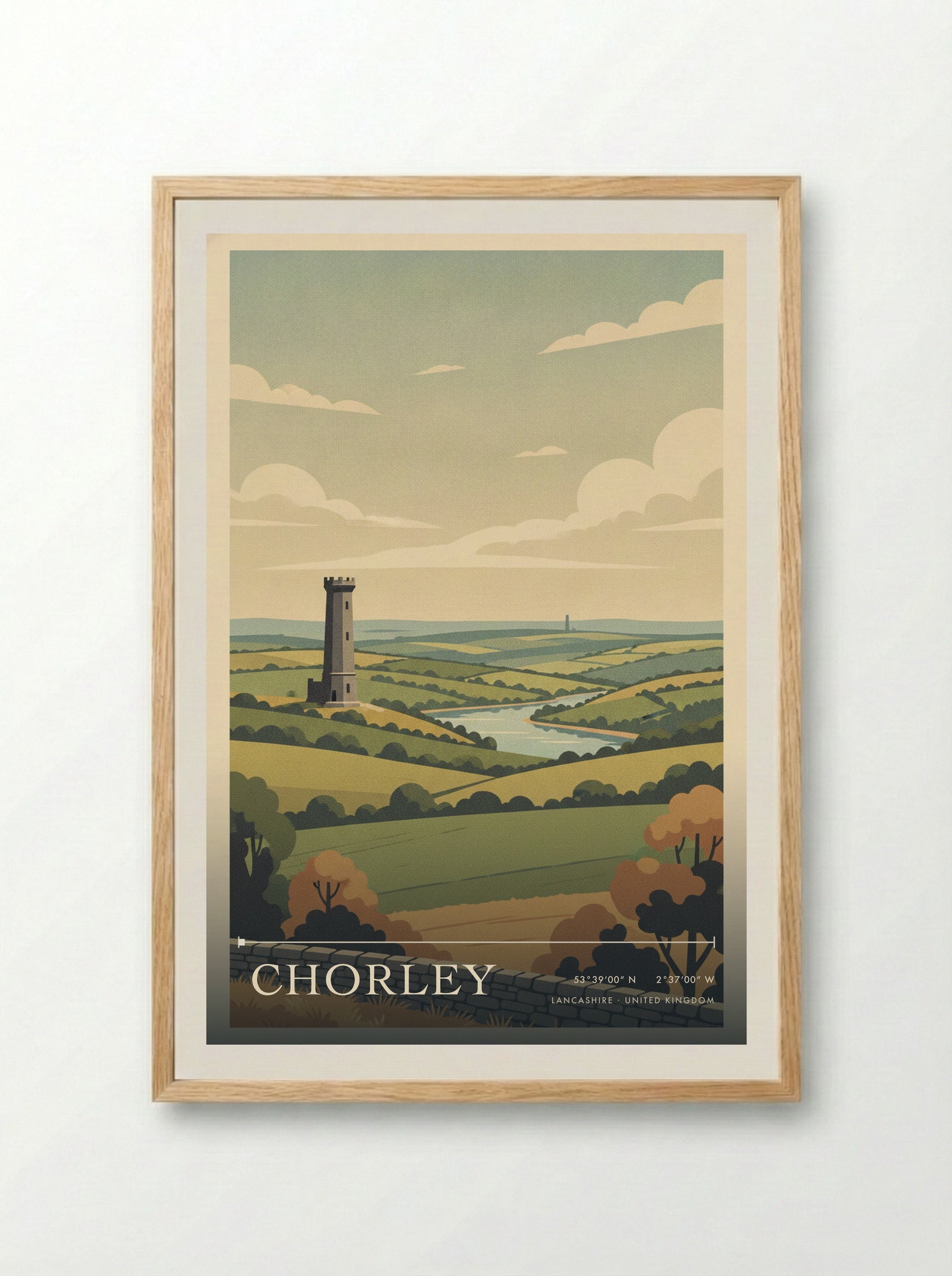 Chorley Lancashire United Kingdom Travel Poster - Framed Print Wood