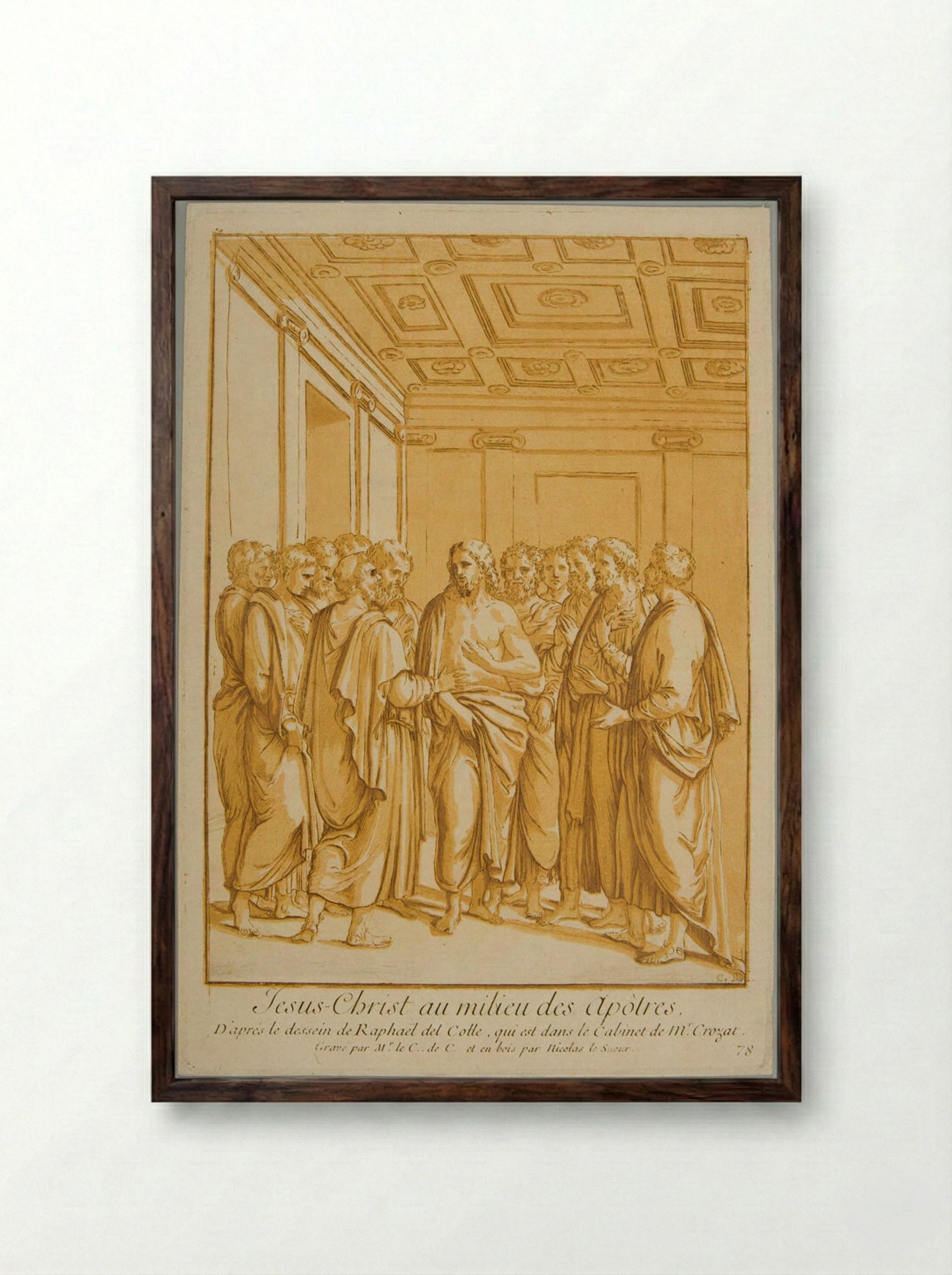 Christ Among the Apostles - Nicolas Le Sueur - Framed Print Dark Wood