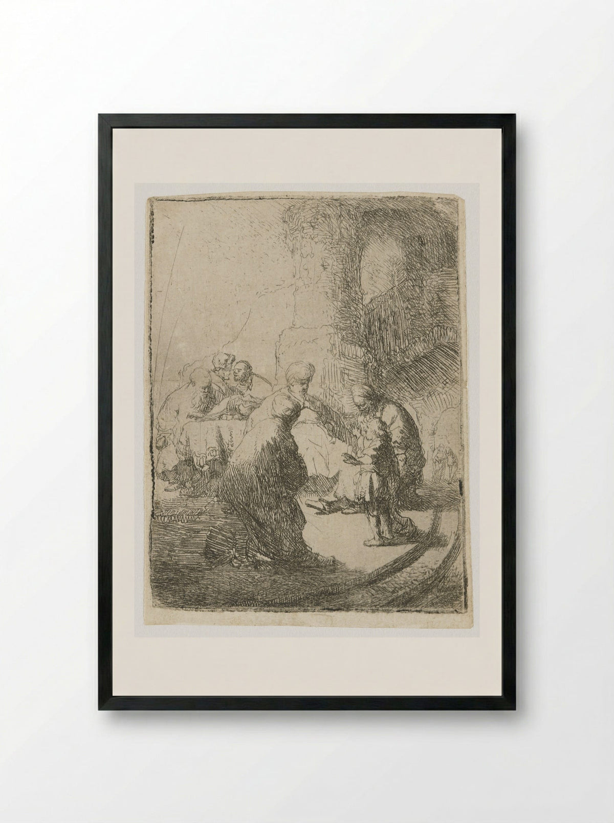 Christ Among the Doctors - Rembrandt van Rijn - Framed Print Black